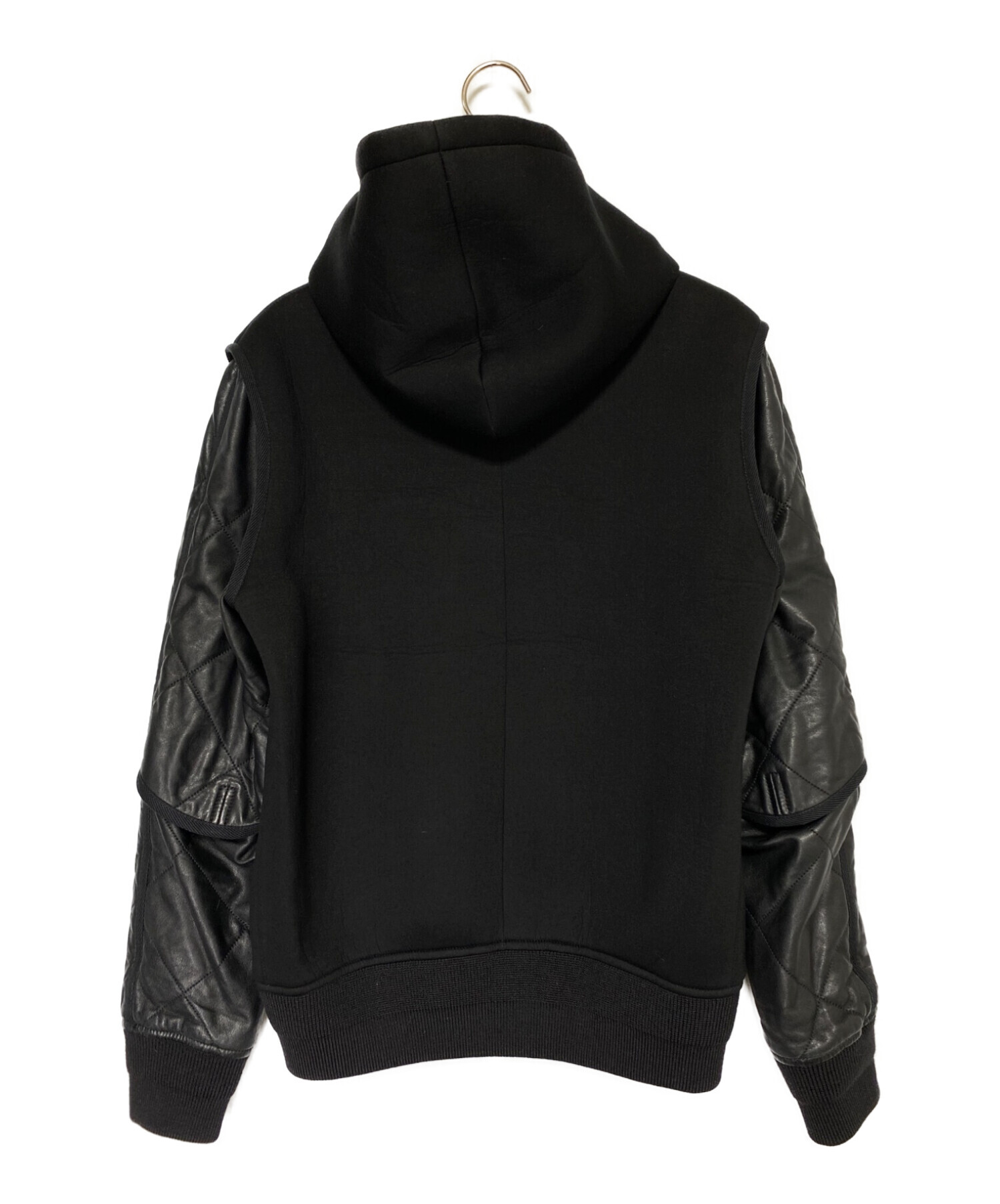 GIVENCHY ブラックパーカー Mサイズ 中古・古着通販】GIVENCHY (ジバンシィ) レザースリーブジップパーカー