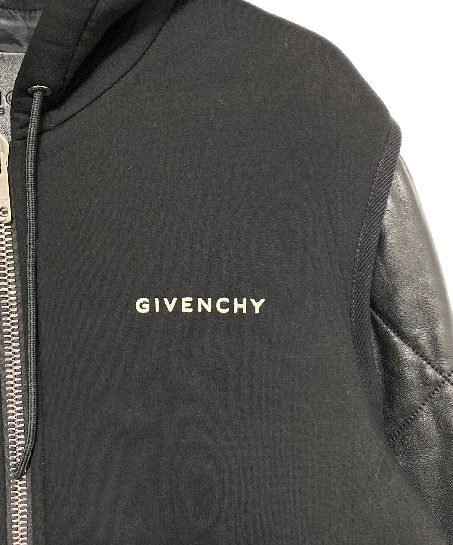 中古・古着通販】GIVENCHY (ジバンシィ) レザースリーブジップパーカー 