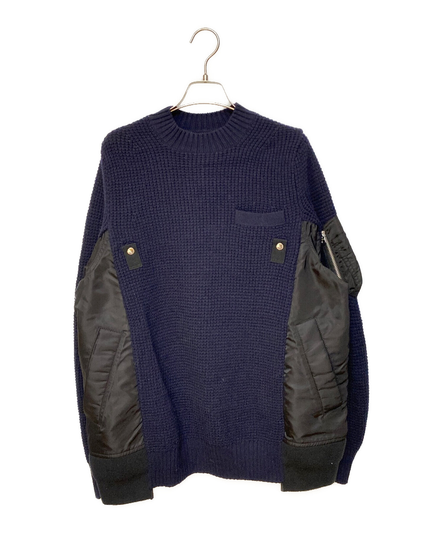 中古・古着通販】sacai (サカイ) 切替ニット ネイビー サイズ:2