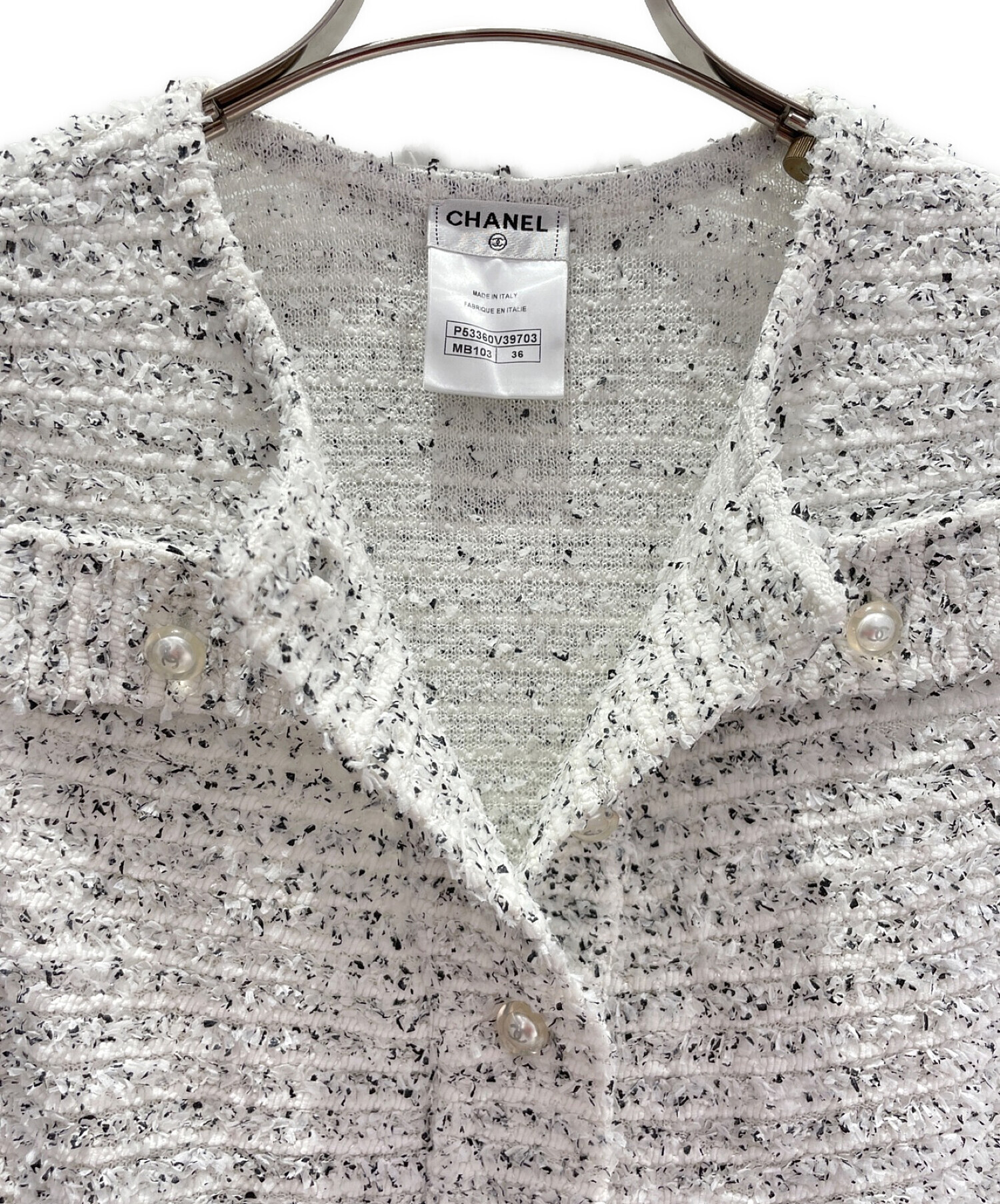 中古・古着通販】CHANEL (シャネル) ツイードカットソー ホワイト 