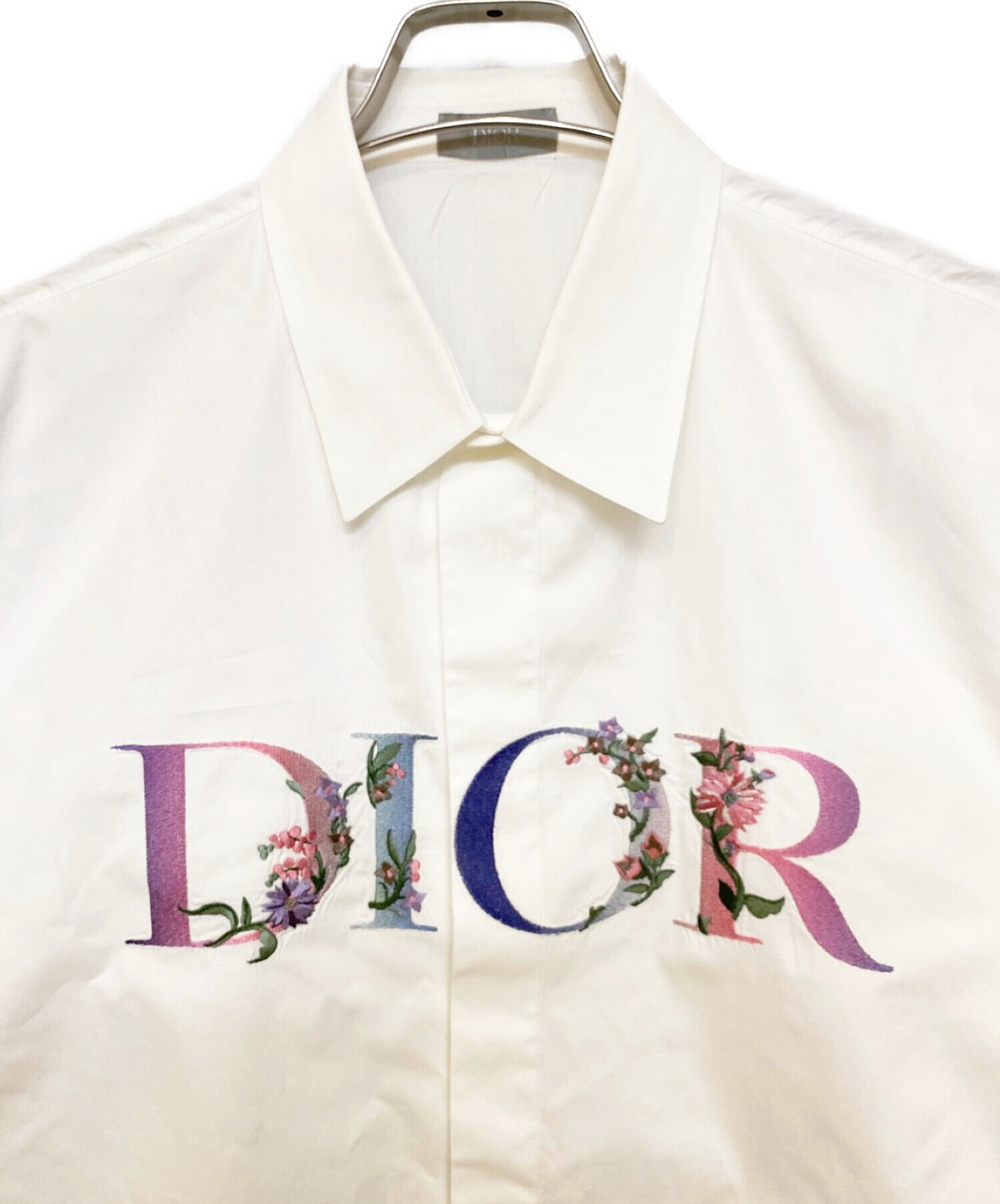 中古・古着通販】Dior (ディオール) 花柄刺繍ロゴシャツ ホワイト