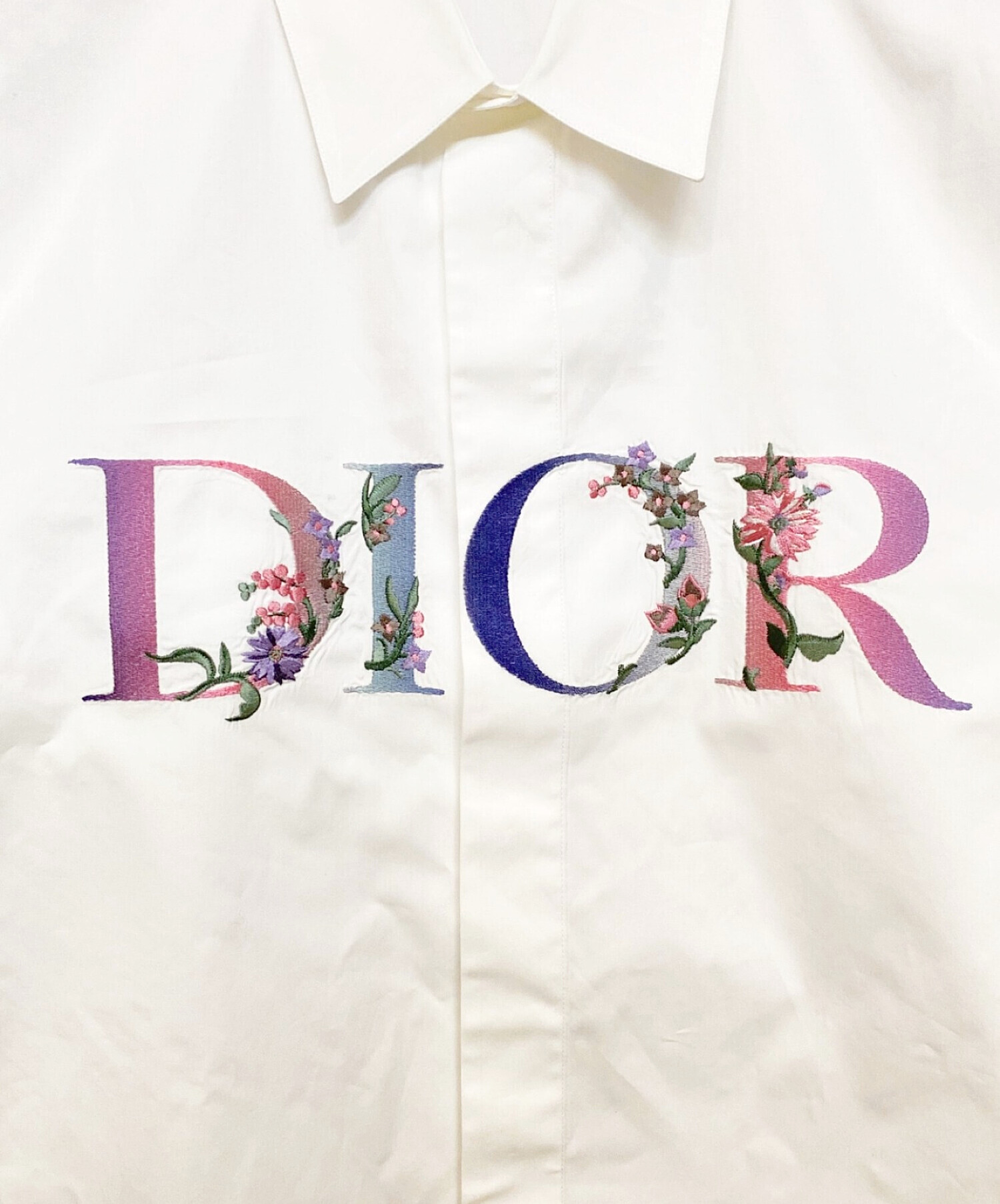 中古・古着通販】Dior (ディオール) 花柄刺繍ロゴシャツ ホワイト