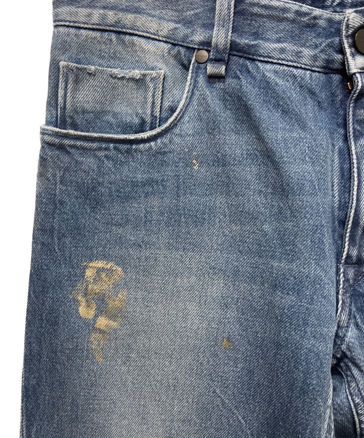 中古・古着通販】FENDI (フェンディ) ダメージ加工ロゴデニムパンツ 