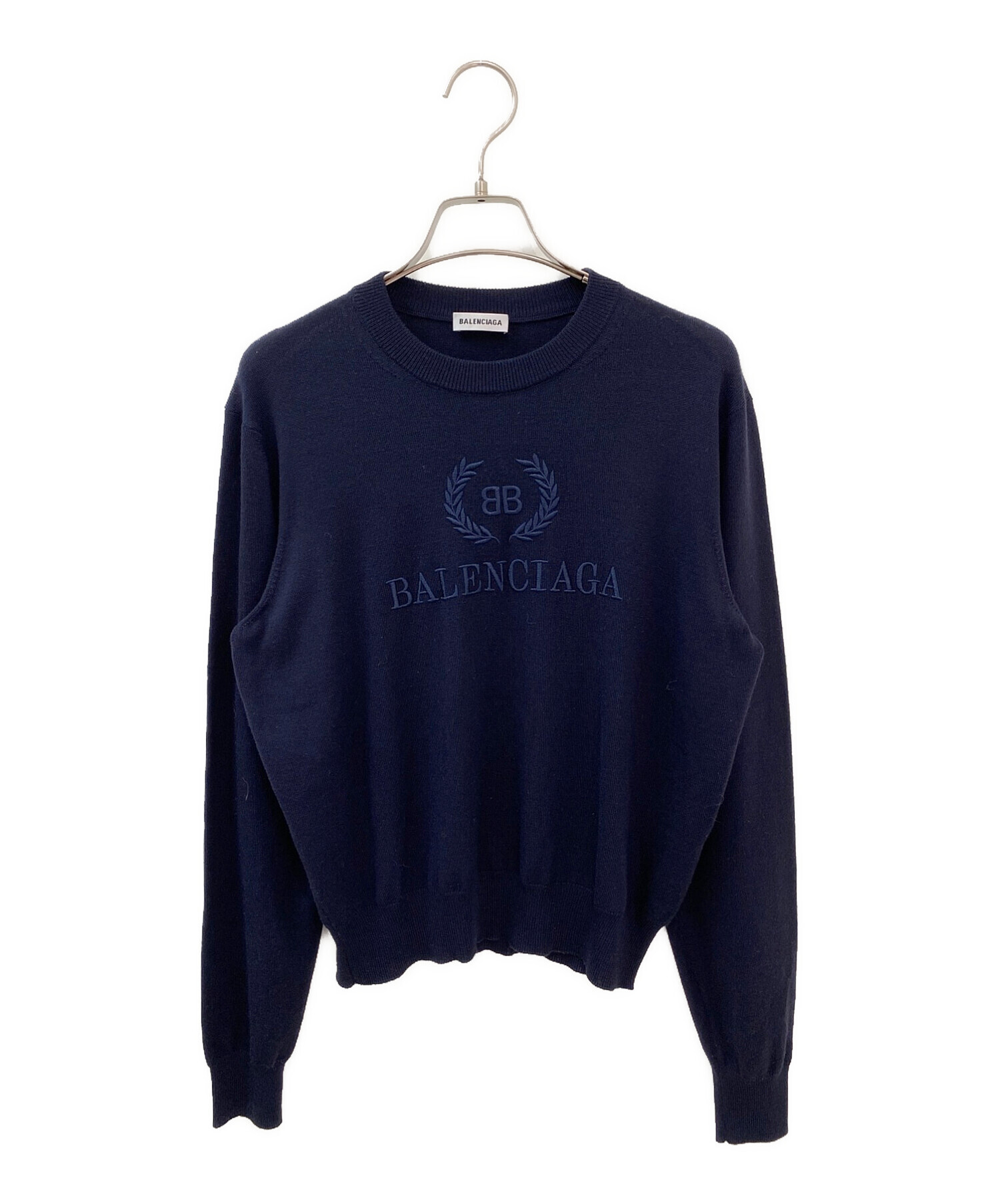 中古・古着通販】BALENCIAGA (バレンシアガ) 刺繍ニット ネイビー