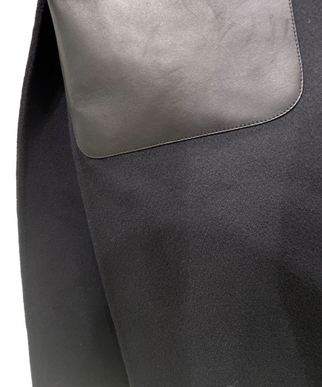 【美品】　FENDI グレー ダブルブレストピーコート　ボア　ロゴボタン　金具 中古・古着通販】FENDI (フェンディ) レザーポケットブレストコート
