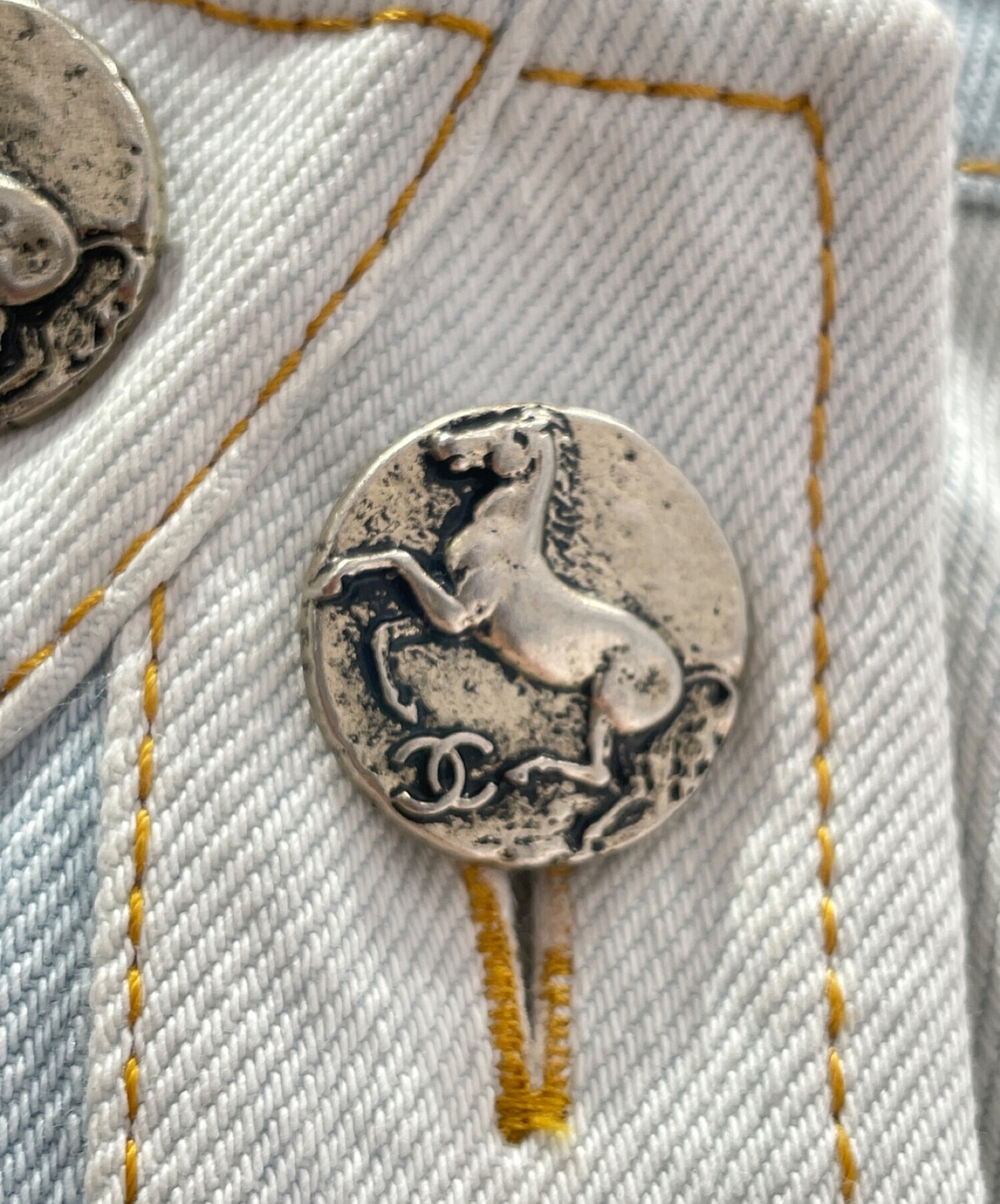 中古・古着通販】CHANEL (シャネル) デニムワンピース ブルー サイズ 