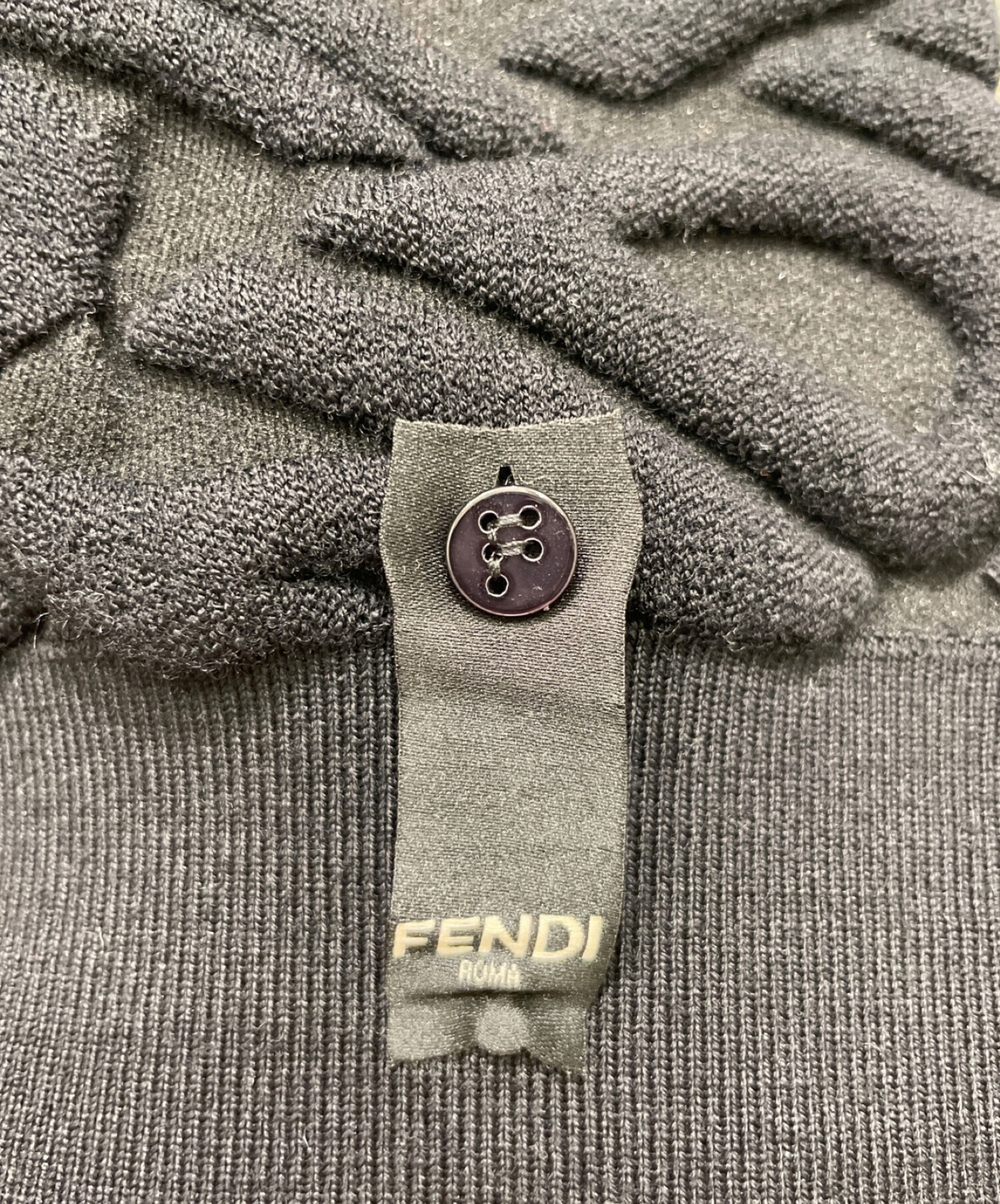 中古・古着通販】FENDI (フェンディ) FENDI総柄ロゴニット ブラック 
