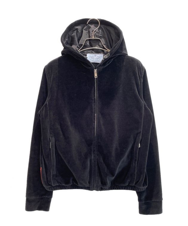 中古・古着通販】PRADA (プラダ) ベロア ジップ フーディ ブラック