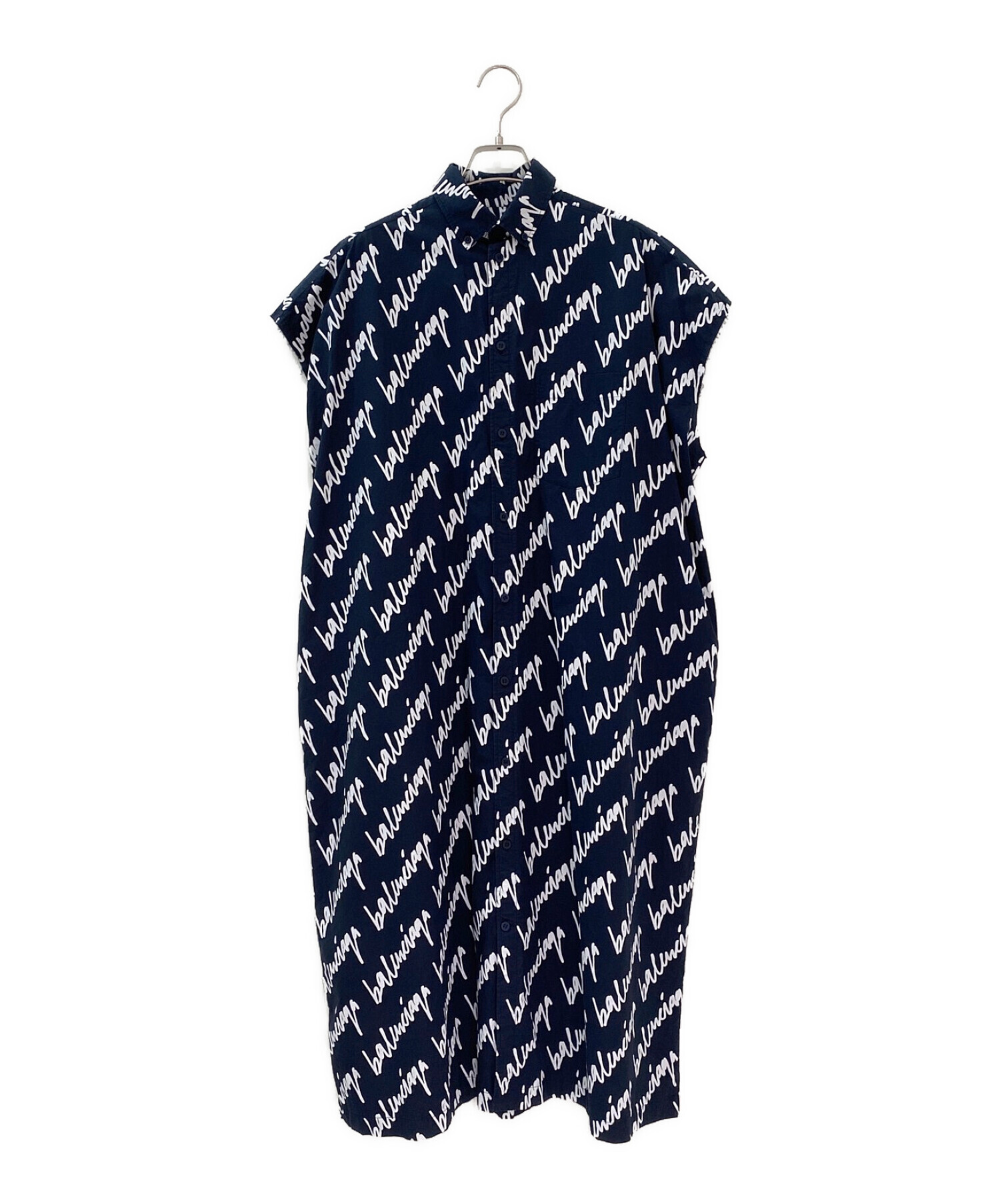 【極美品】BALENCIAGA PARISイタリア製ドレスシャツ 38 ネイビー 中古・古着通販】BALENCIAGA (バレンシアガ) モノグラムシャツ