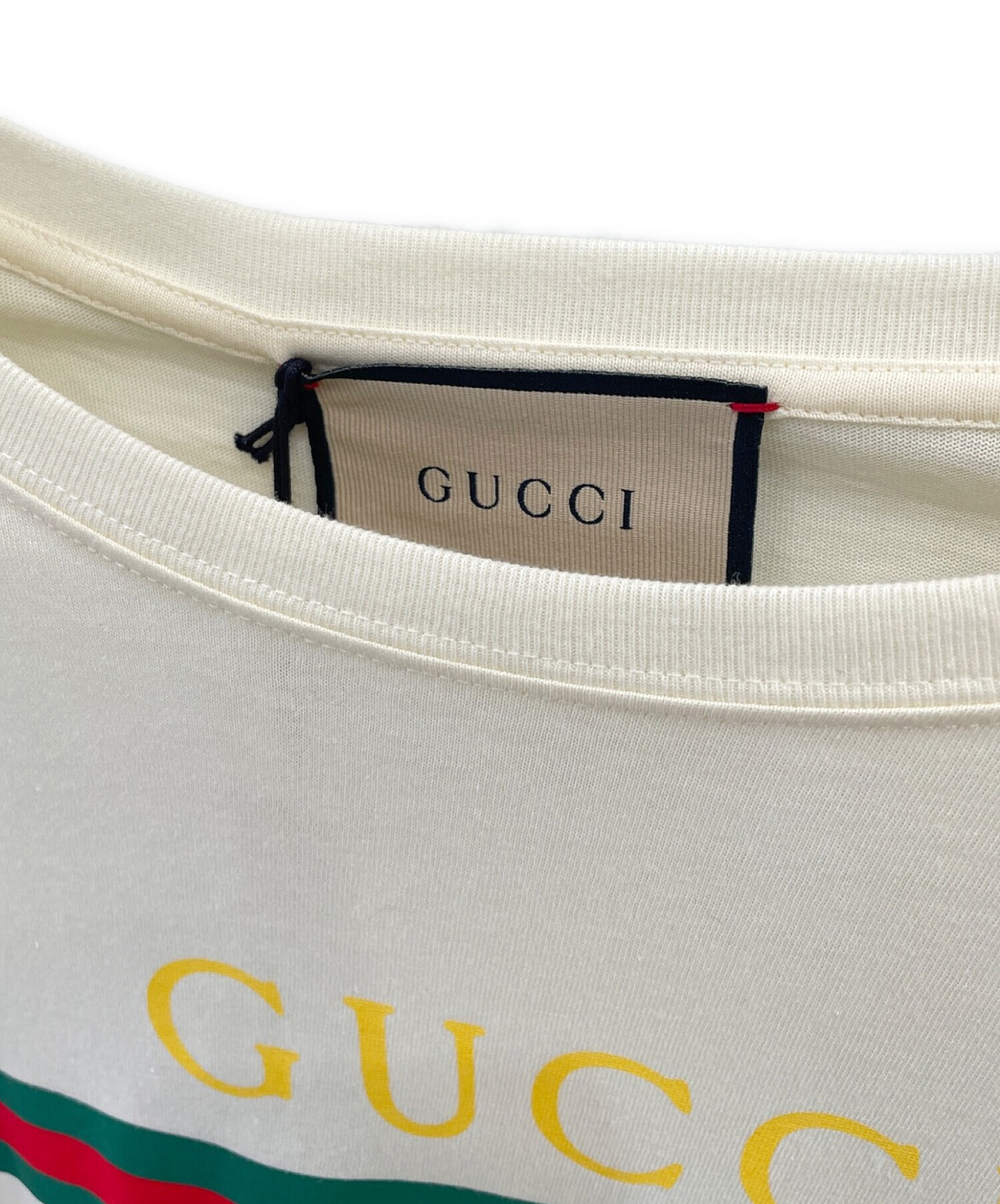 中古・古着通販】GUCCI (グッチ) BOUTIQUEプリントTシャツ アイボリー