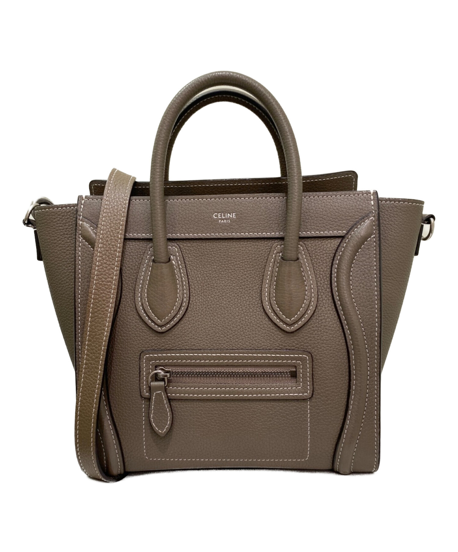 CELINE ラゲージナノ 美品 週末お値下 中古・古着通販】CELINE (セリーヌ) ラゲージナノ グレージュ サイズ