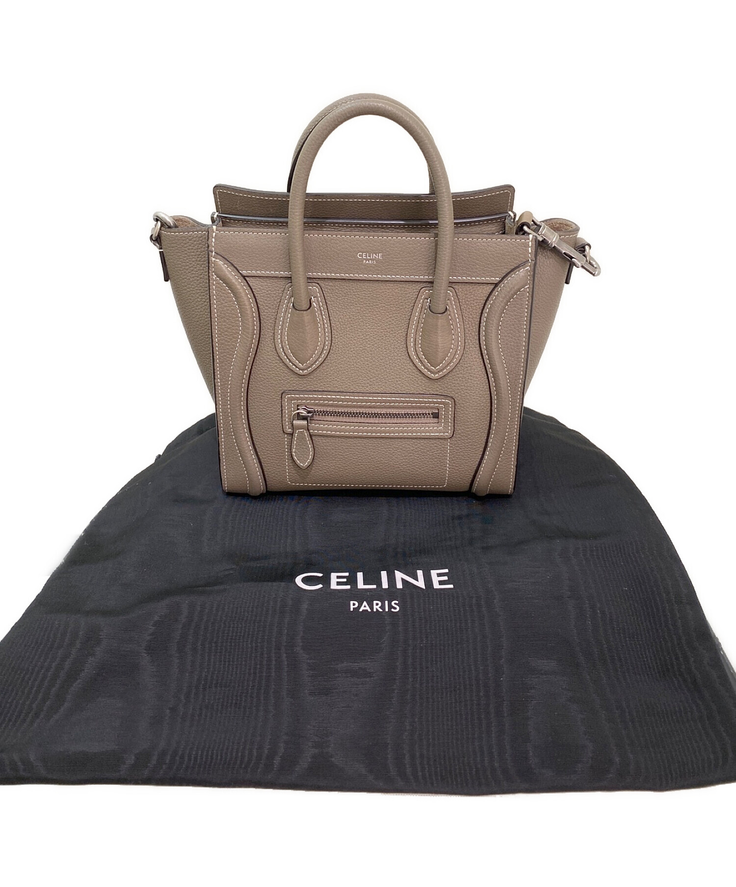 CELINE ラゲージナノ　グレージュ CELINE（セリーヌ） ラゲージ マイクロ ハンドバッグ グレージュ