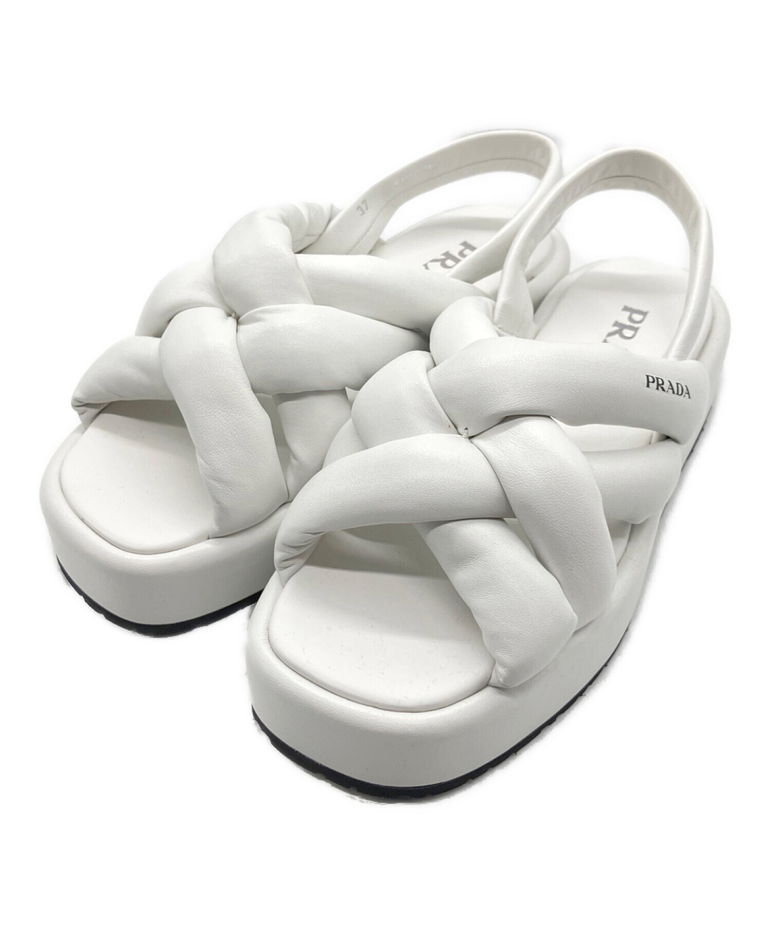 PRADA サンダル ホワイト　37サイズ　未使用品 中古・古着通販】PRADA (プラダ) ナッパレザーフラットフォーム
