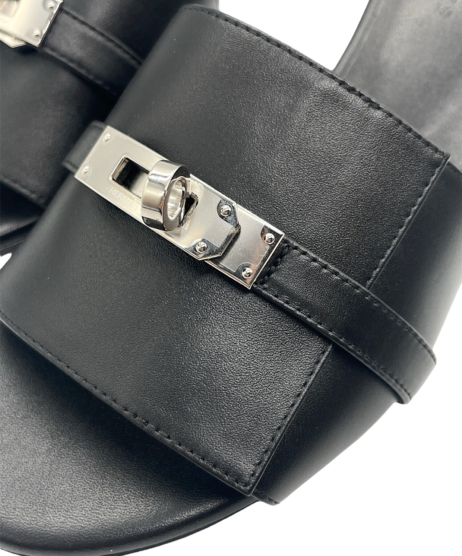 未使用。HERMES ブラック レザー スリングバック ミュール34 中古・古着通販】HERMES (エルメス) ジジ 50 ケリーバックル レザー