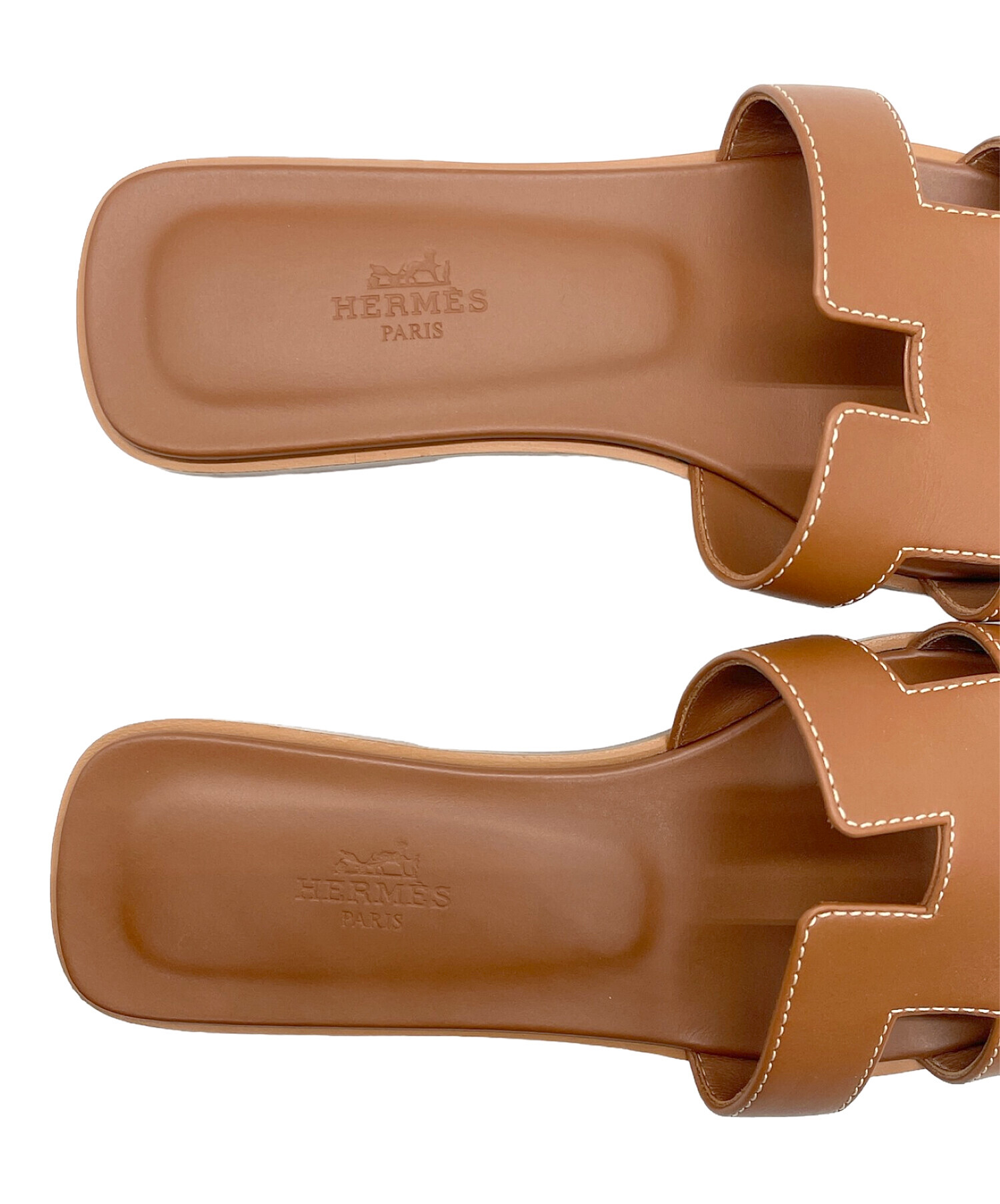 HERMES ブラウンレザー ミュール　サンダル 中古・古着通販】HERMES (エルメス) オラン Hロゴ レザー サンダル