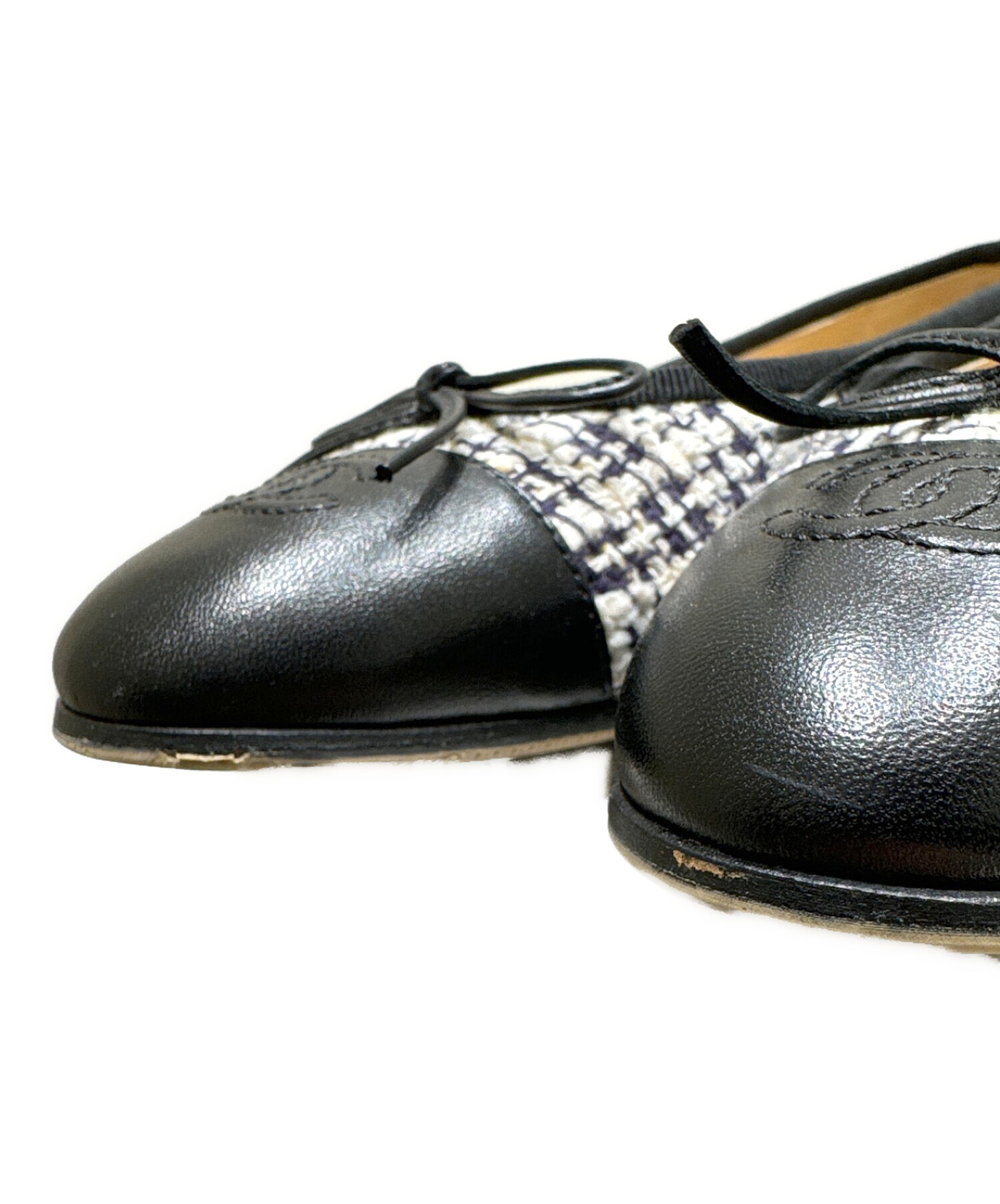 CHANEL バレリーナシューズ 38 ネイビー ツイード 週末限定価格