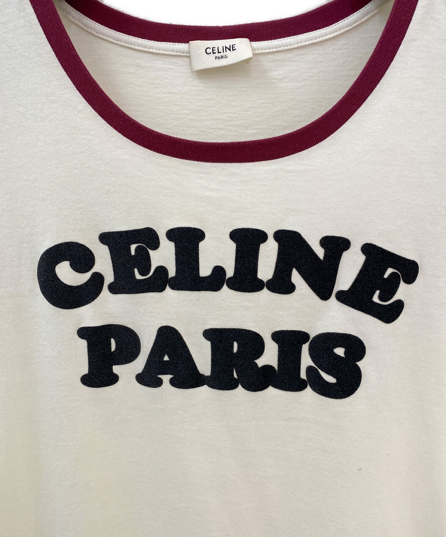 中古・古着通販】CELINE (セリーヌ) フロックロゴTシャツ アイボリー 
