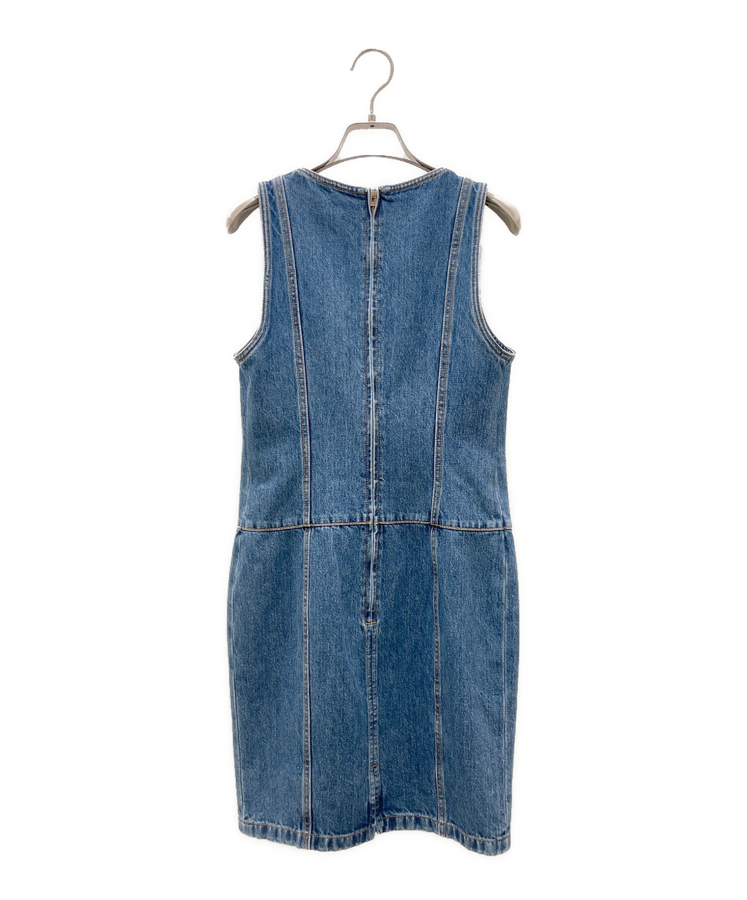 CHANEL　シャネル　デニム ワンピース　インディコフルー　ココマーク　ボタン CHANEL シャネル デニム ワンピース インディコフルー ココマーク ボタン