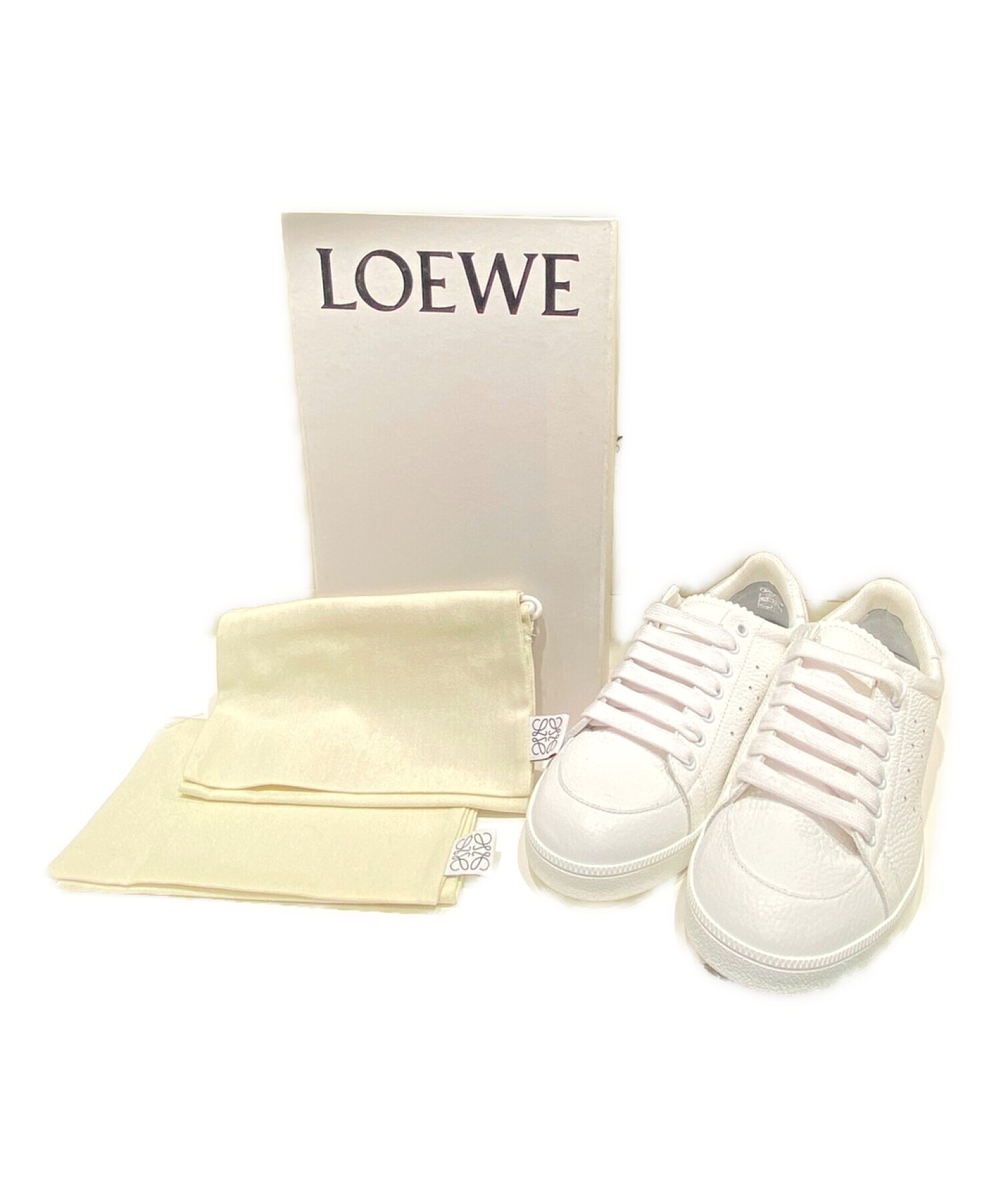中古・古着通販】LOEWE (ロエベ) レザースニーカー ホワイト サイズ:39 