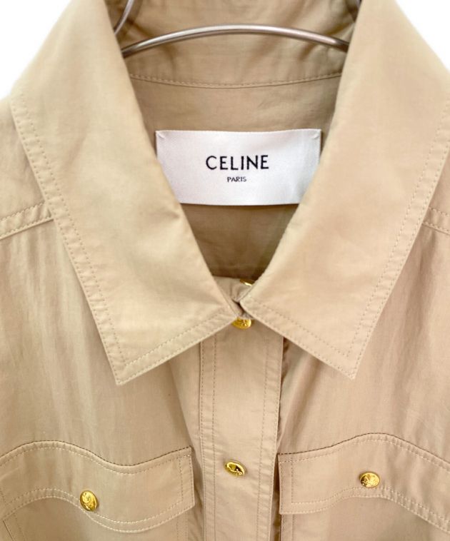 CELINE ベージュ シャツワンピース 中古・古着通販】CELINE (セリーヌ) シャツワンピース ベージュ サイズ