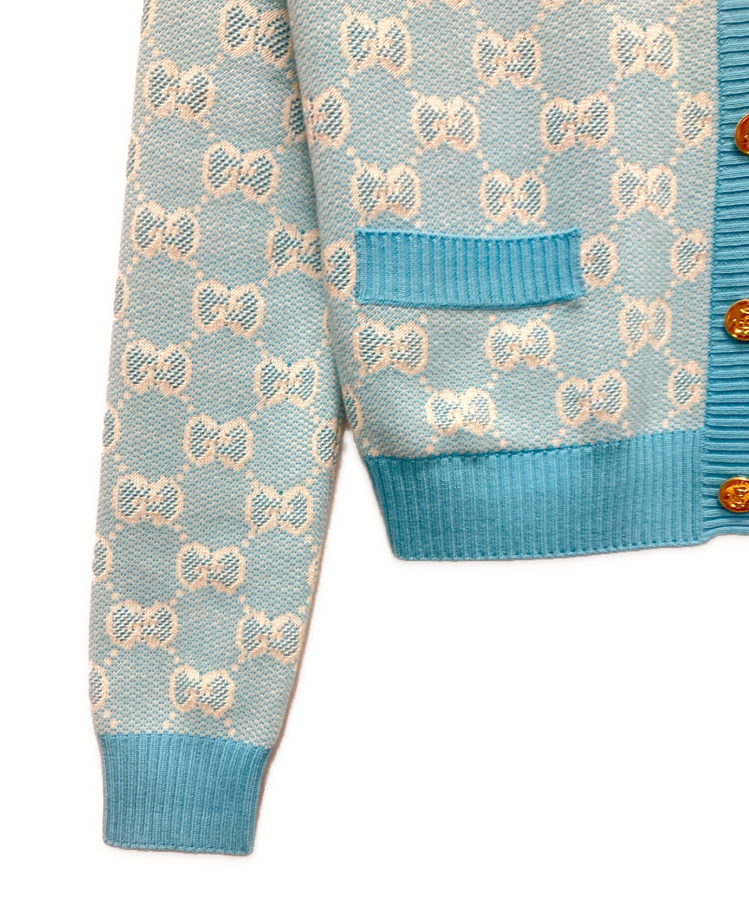 中古・古着通販】GUCCI (グッチ) GG柄カーディガン スカイブルー