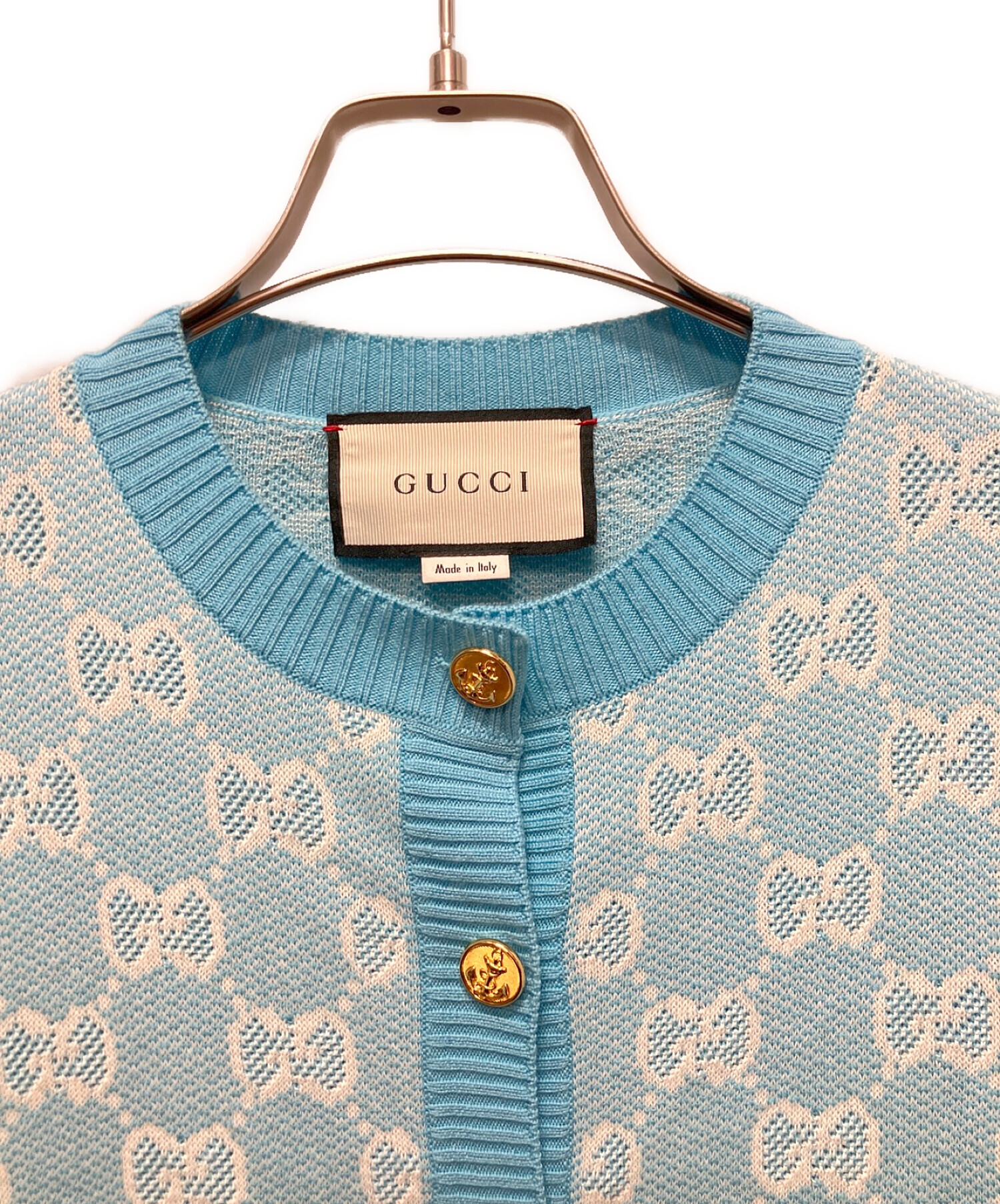 中古・古着通販】GUCCI (グッチ) GG柄カーディガン スカイブルー
