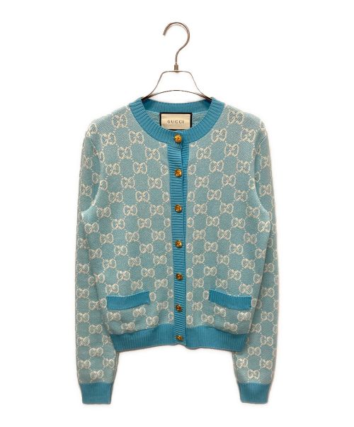 【未使用タグ付】GUCCI グッチ シルク100％ カーディガン 青 52 XL 中古・古着通販】GUCCI (グッチ) GG柄カーディガン スカイブルー