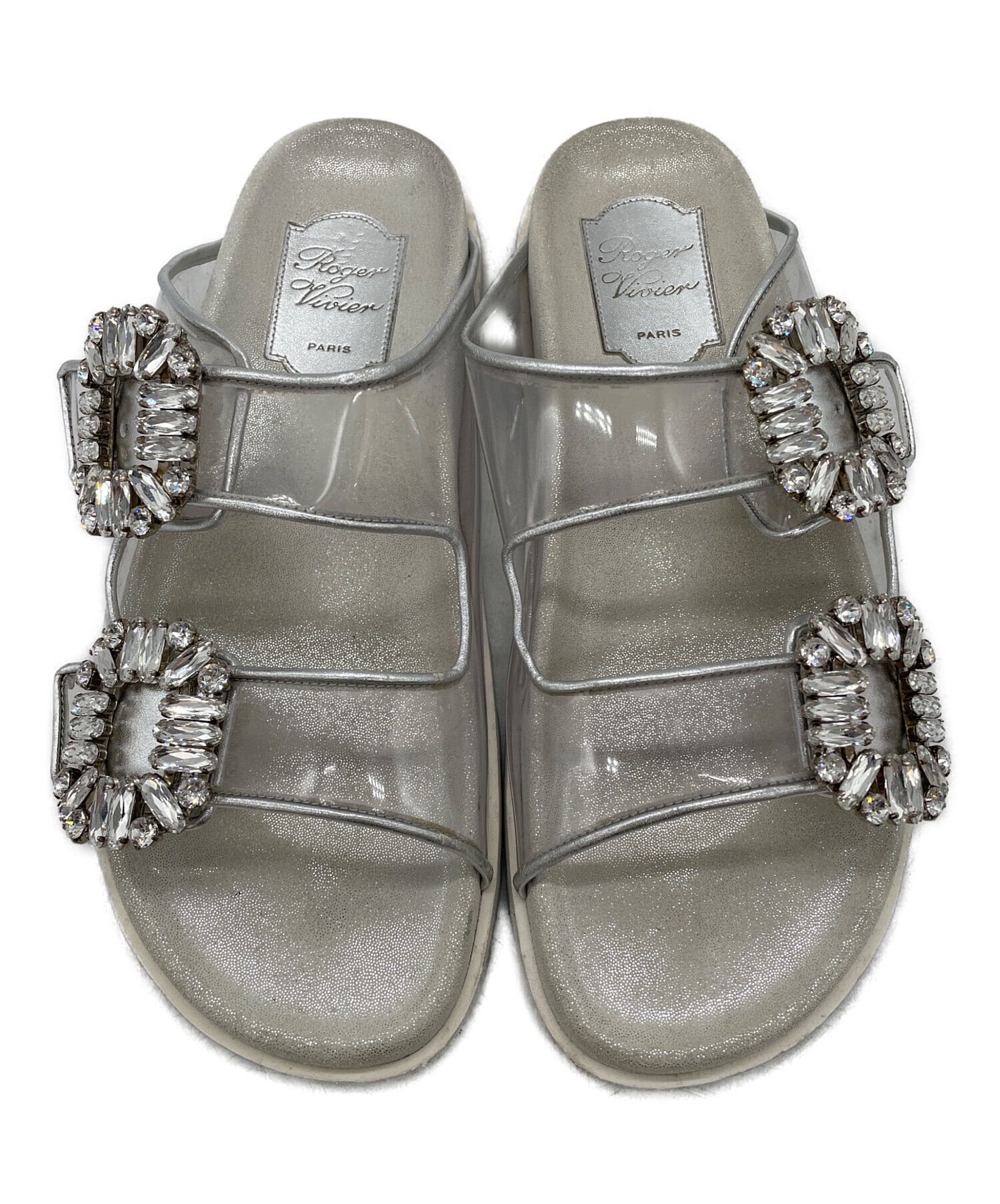 ロジェヴィヴィエ☆シルバーフラットシューズ351/2未使用 中古・古着通販】Roger Vivier (ロジェ ヴィヴィエ) SLIDY VIV
