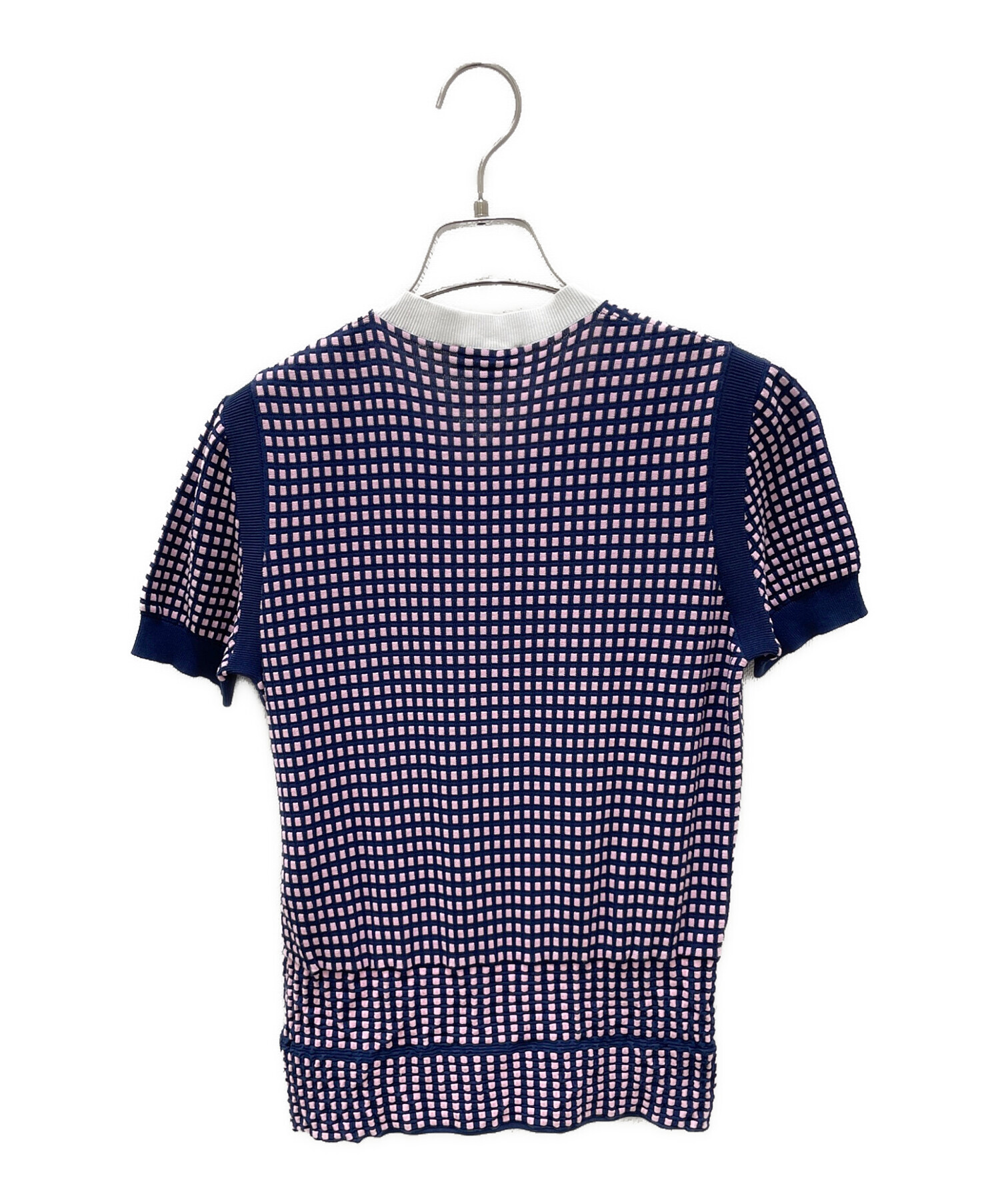 中古・古着通販】CHANEL (シャネル) short-sleeved knit ブルー×ピンク