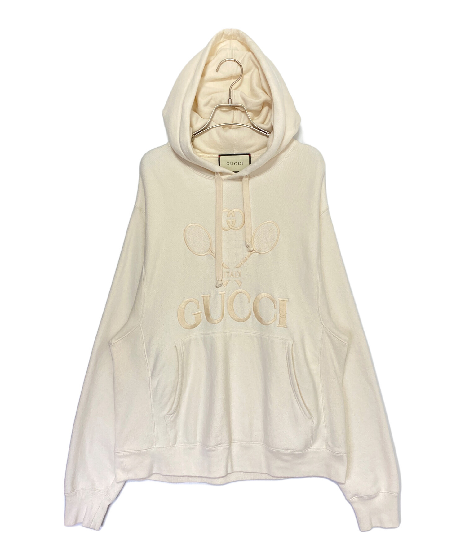 中古・古着通販】GUCCI (グッチ) テニス刺繍パーカー ベージュ サイズ 