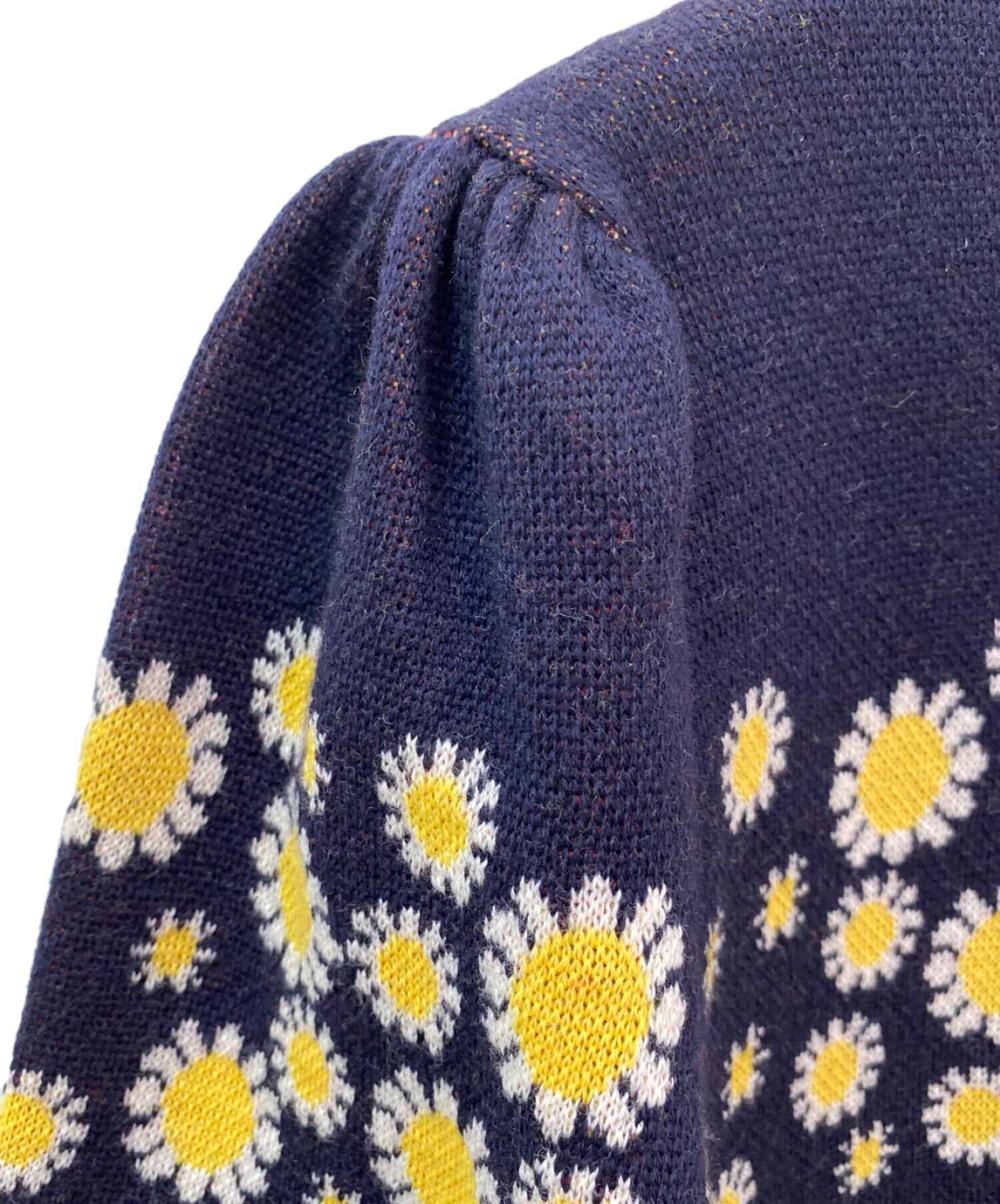 中古・古着通販】MIU MIU (ミュウミュウ) フラワー半袖ニット ネイビー