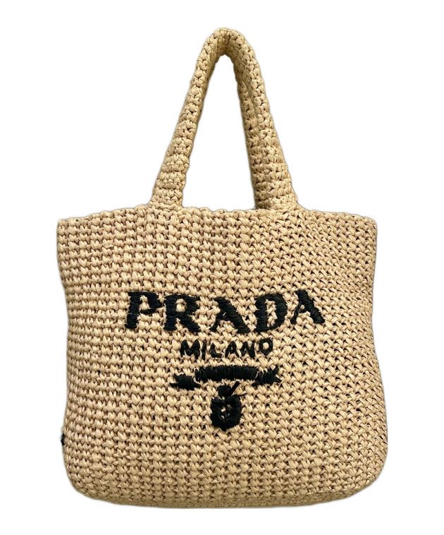 値下げ！激安！PRADAトートバック 中古・古着通販】PRADA (プラダ) クロシェ トートバッグ ナチュラル