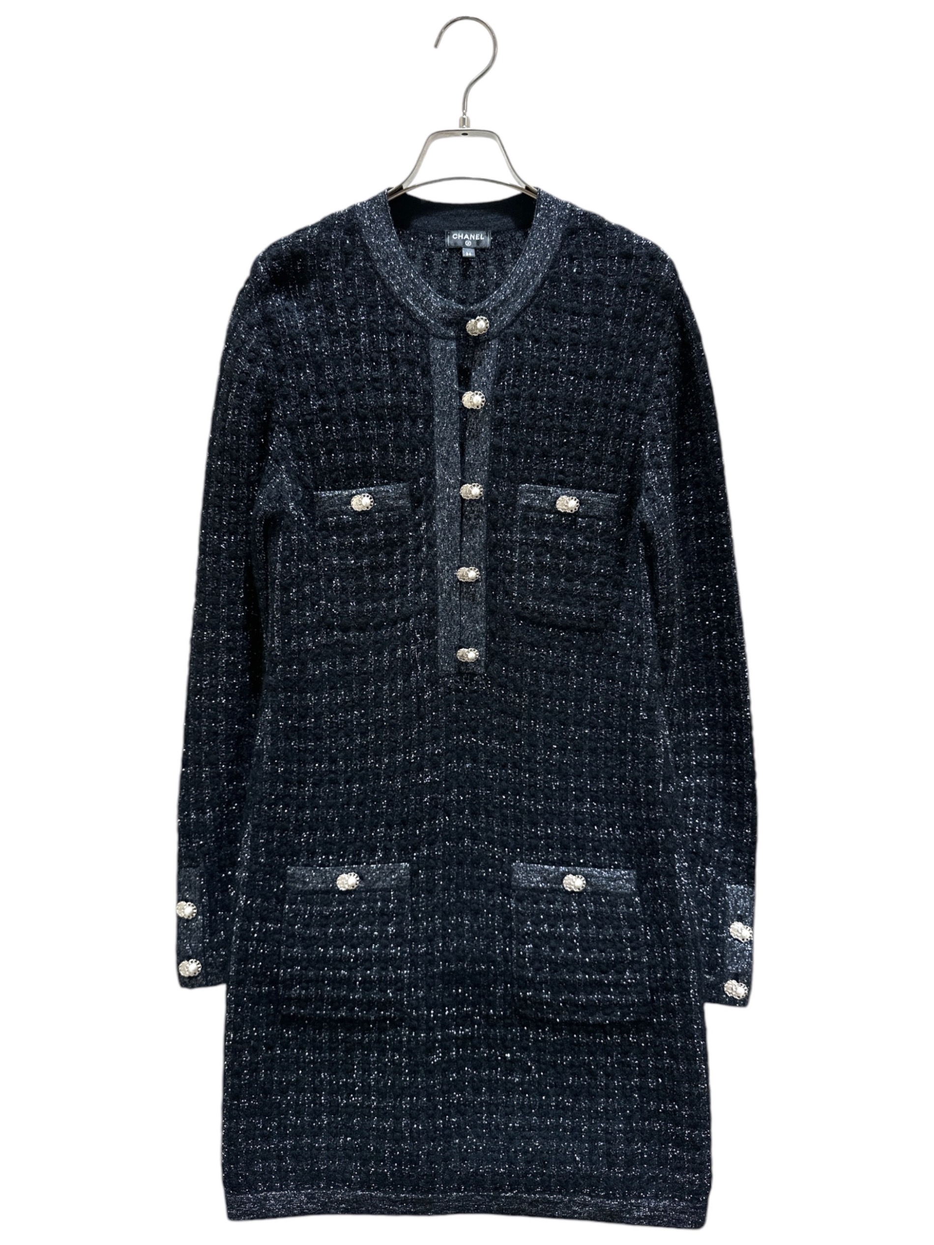 中古・古着通販】CHANEL (シャネル) ココマークパールボタンツイード  