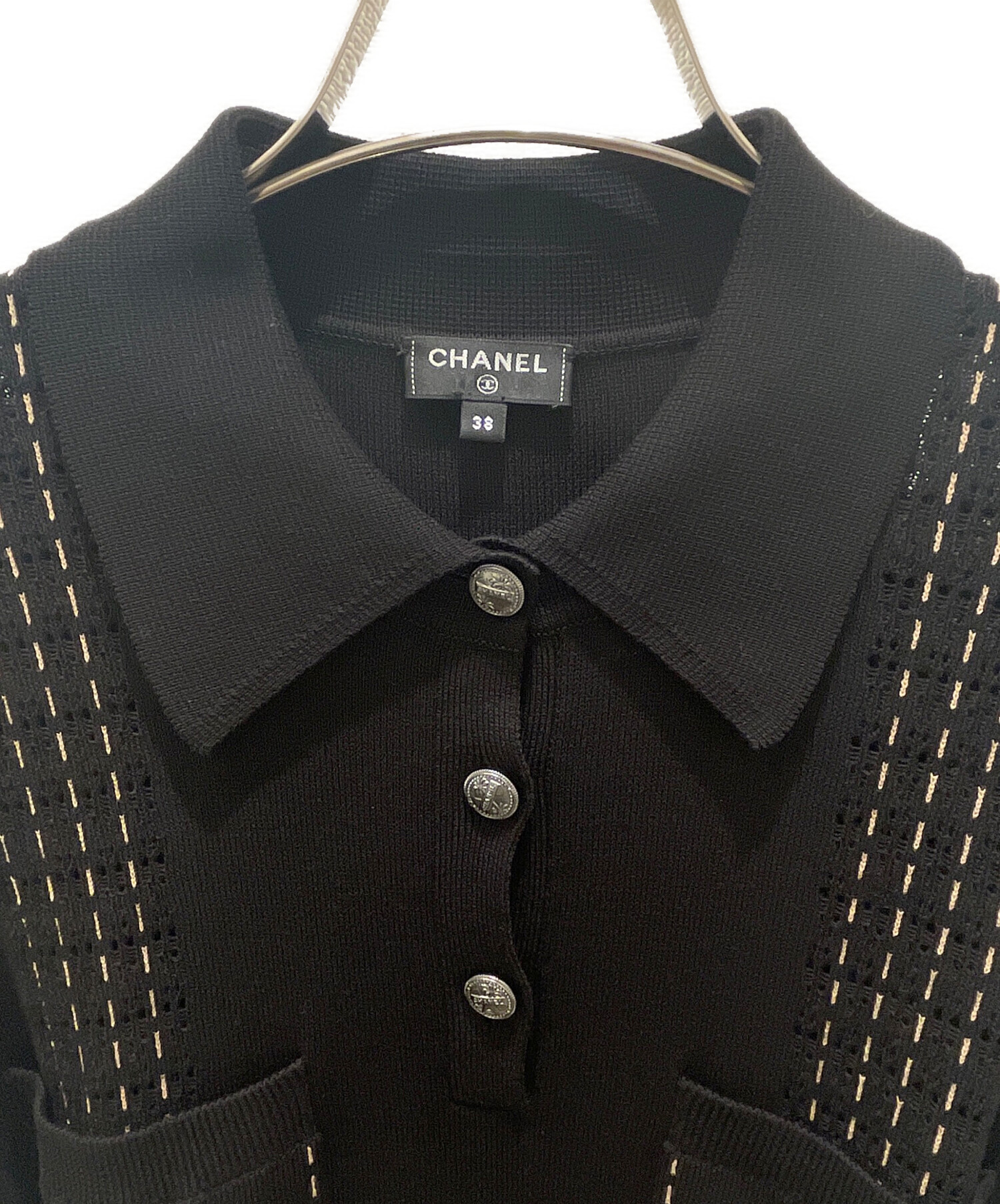 中古・古着通販】CHANEL (シャネル) サマーニットワンピース ブラック