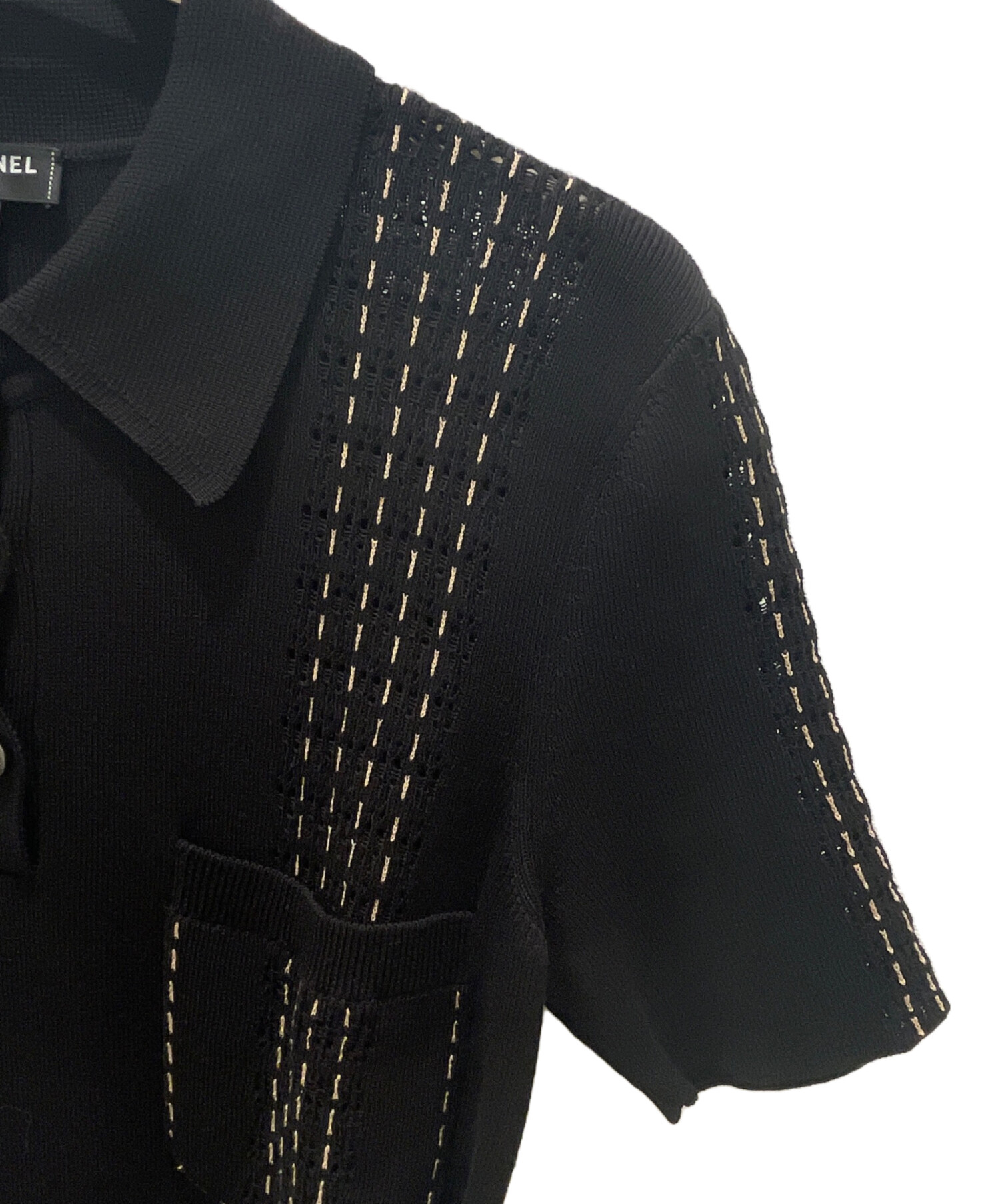 中古・古着通販】CHANEL (シャネル) サマーニットワンピース ブラック