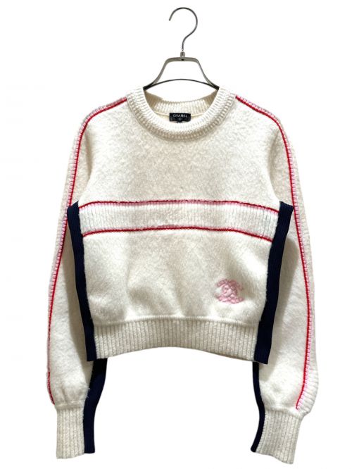 中古・古着通販】CHANEL (シャネル) カシミヤ混ココマークラインニット