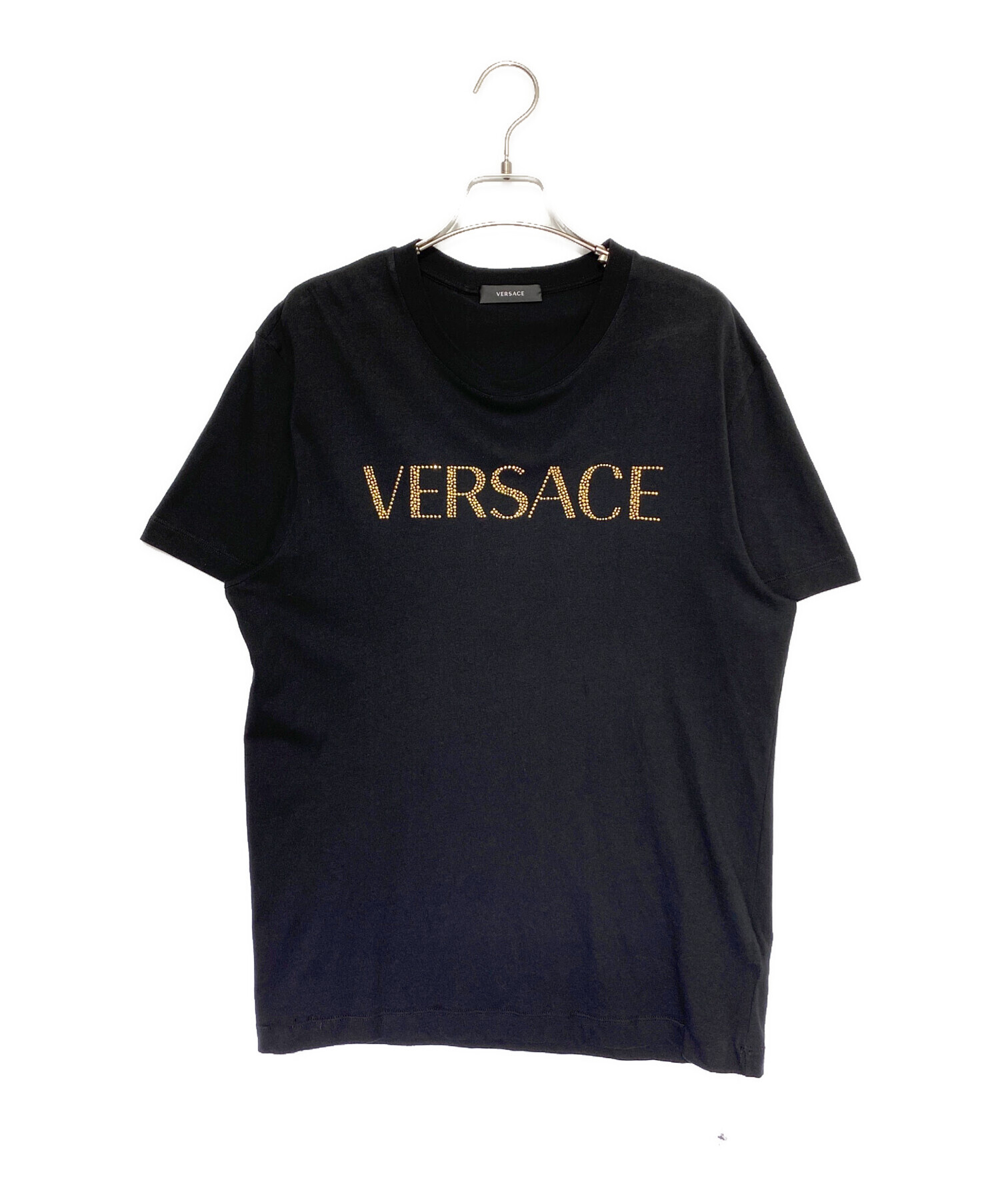 中古・古着通販】VERSACE (ヴェルサーチ) ラインストーンロゴTシャツ 