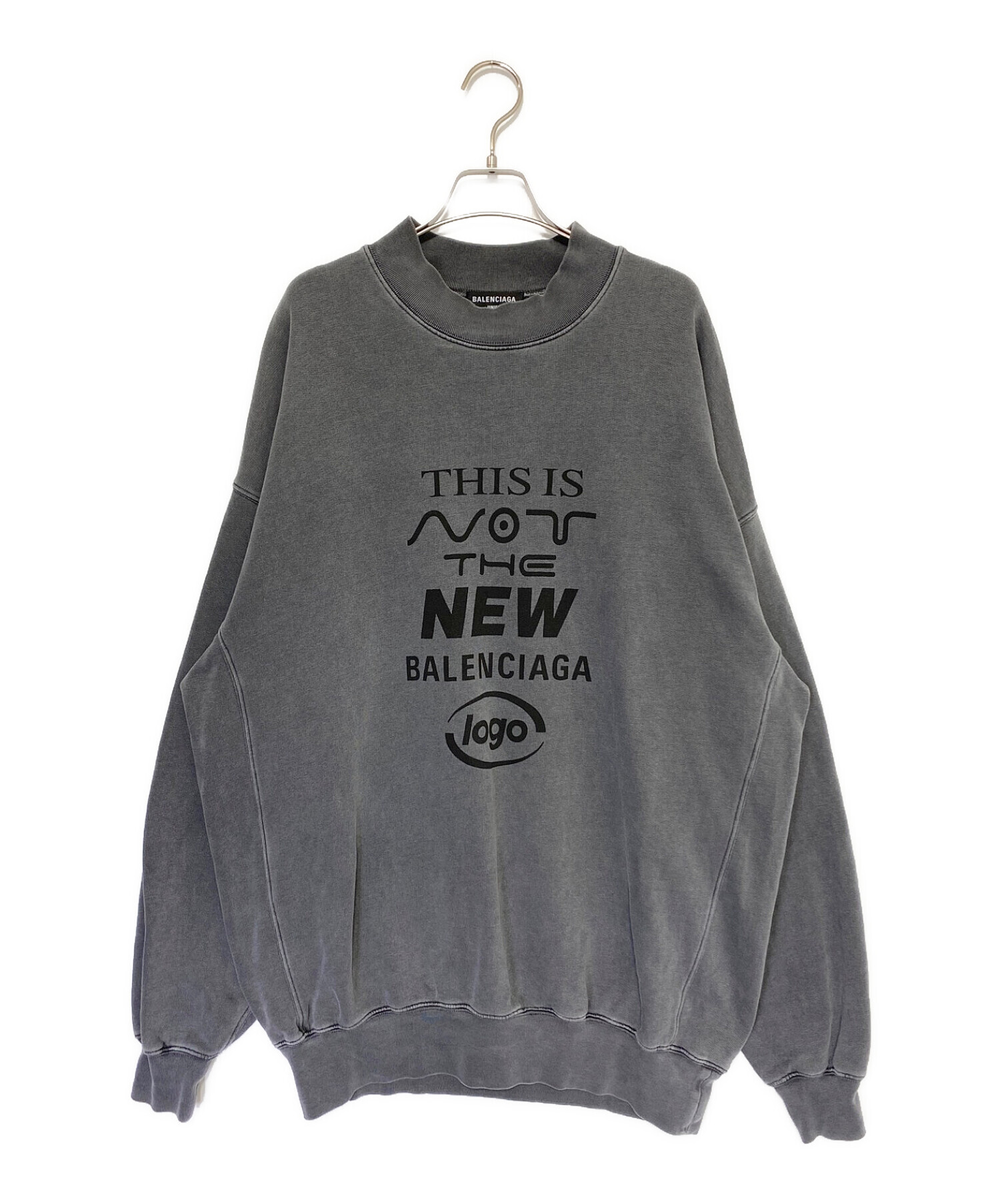 BALENCIAGA 刺繍ロゴ グレー クルーネック スウェット　XSサイズ 中古・古着通販】BALENCIAGA (バレンシアガ) モックネックロゴ