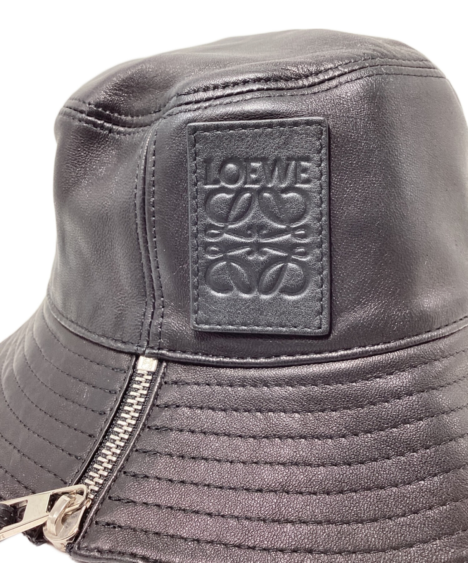中古・古着通販】LOEWE (ロエベ) アナグラムロゴレザーバケットハット