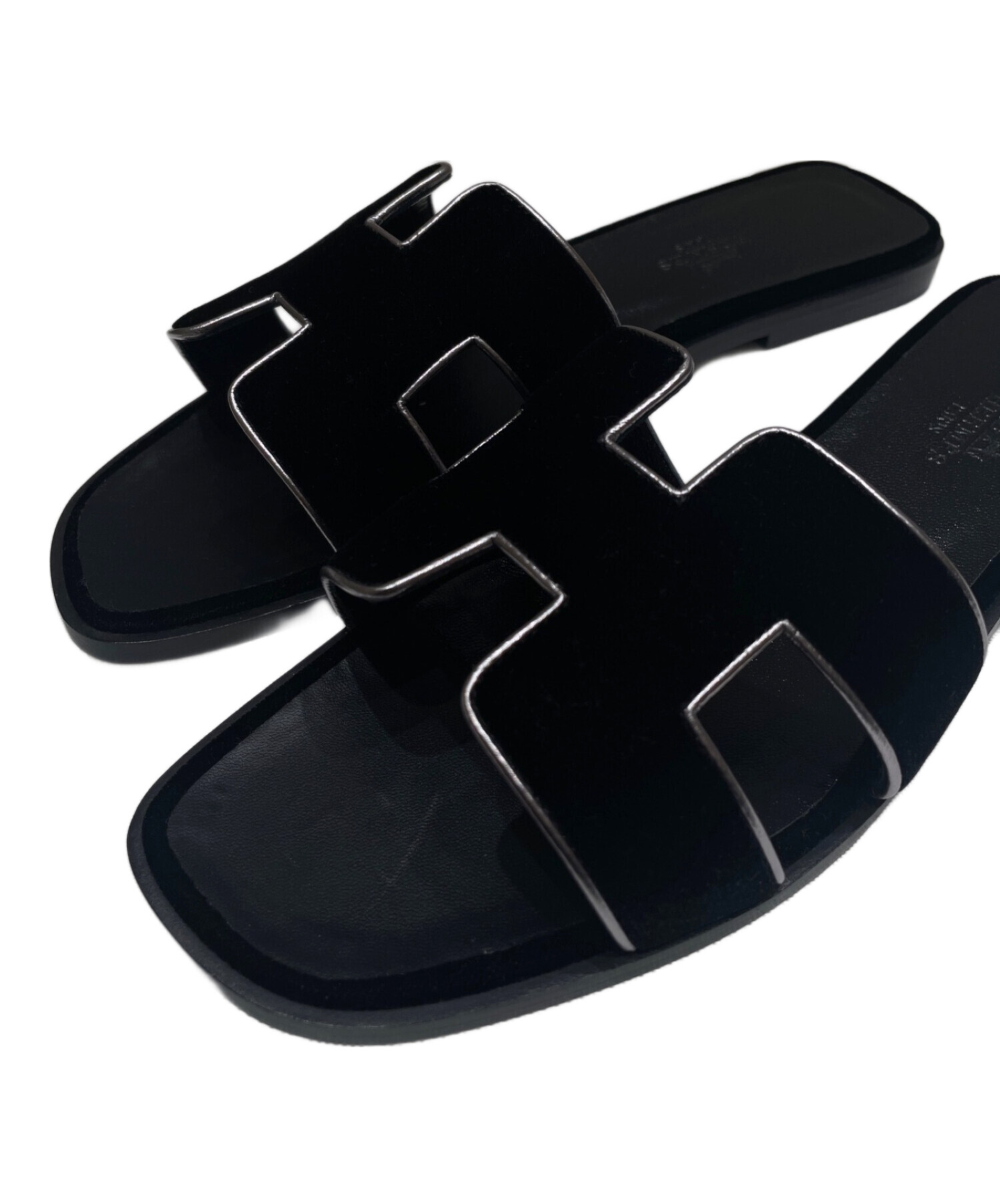 中古・古着通販】HERMES (エルメス) ベロアオランサンダル ブラック