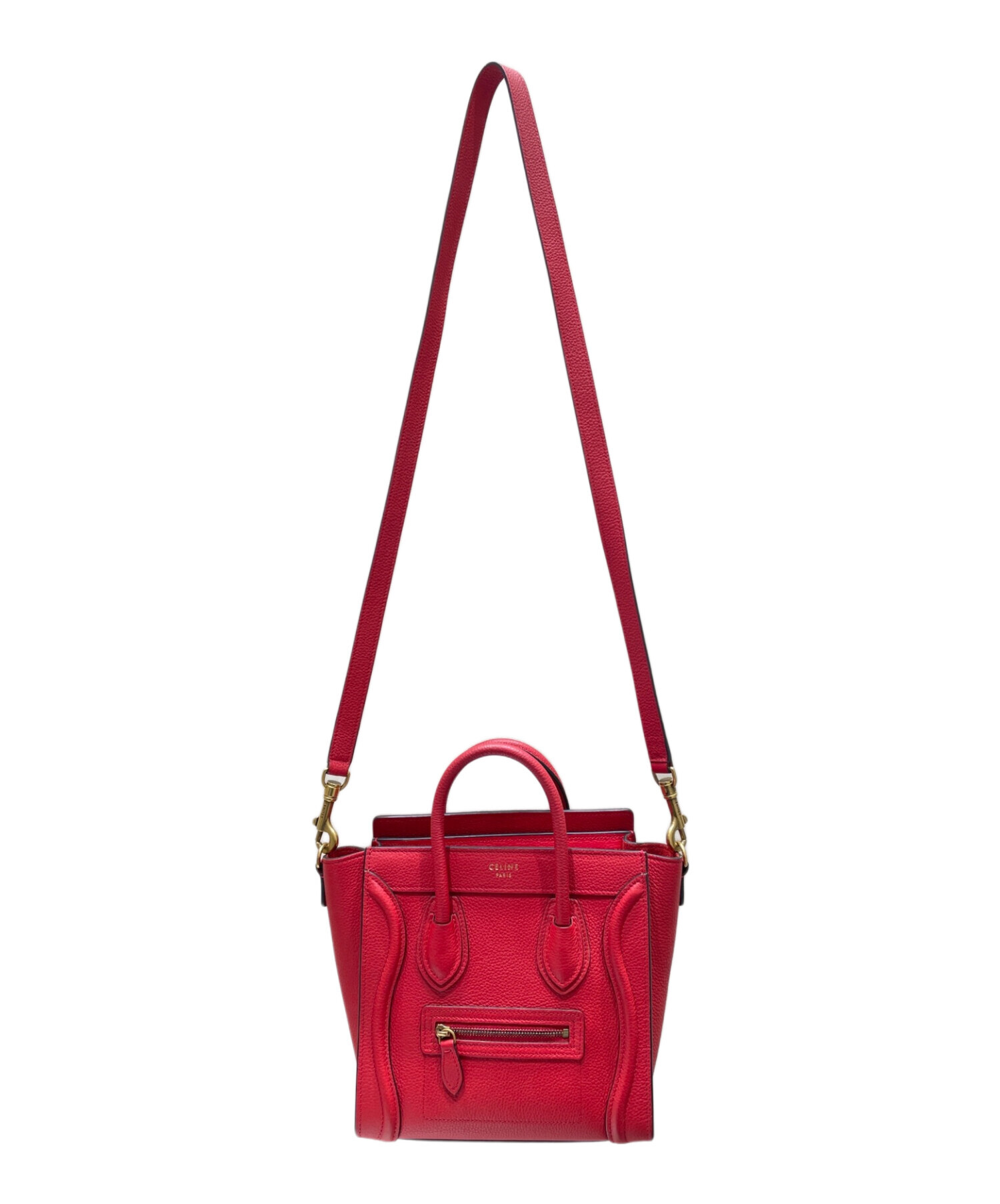 Celine ラゲージ　ナノ2way ショルダー　バッグ　ハンドバッグ　赤 ナノショッパー セリーヌ 昔のバッグ 赤 CELINE セリーヌ ラゲージ