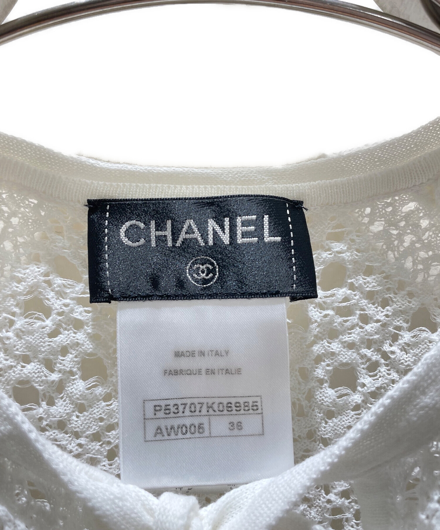 CHANEL ホワイトニットワンピース 中古・古着通販】CHANEL (シャネル) ニットワンピース ホワイト サイズ