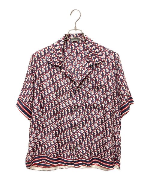 ディオール　Dior オブリーク柄　半袖シャツ シルク　コットン Dior Oblique Short-Sleeved Shirt Green Silk and Cotton Jacquard | DIOR