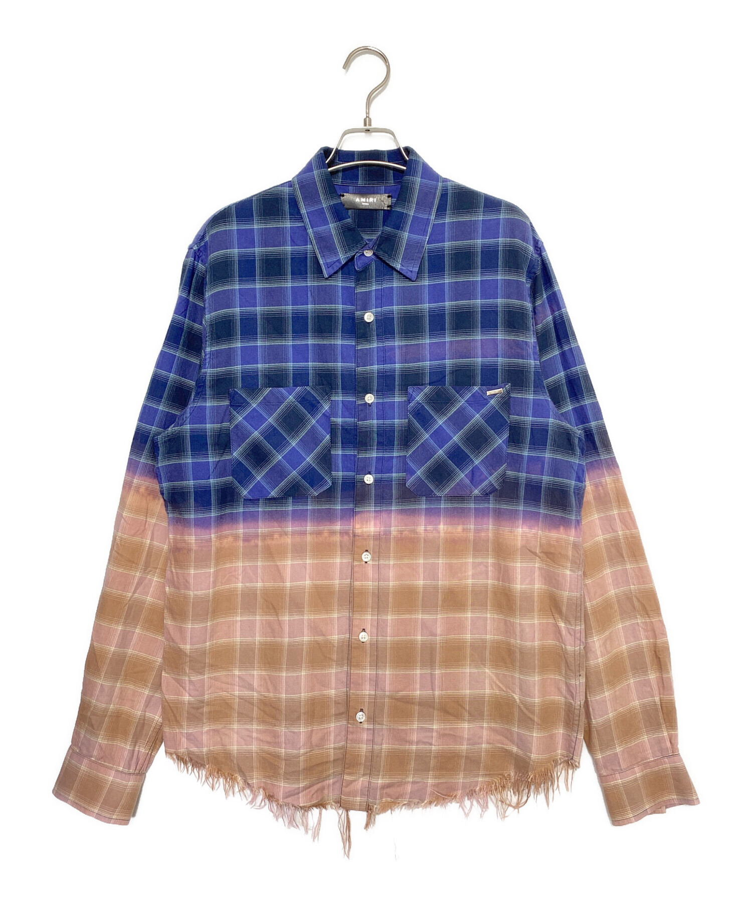 中古・古着通販】AMIRI (アミリ) カットオフチェックシャツ ネイビー
