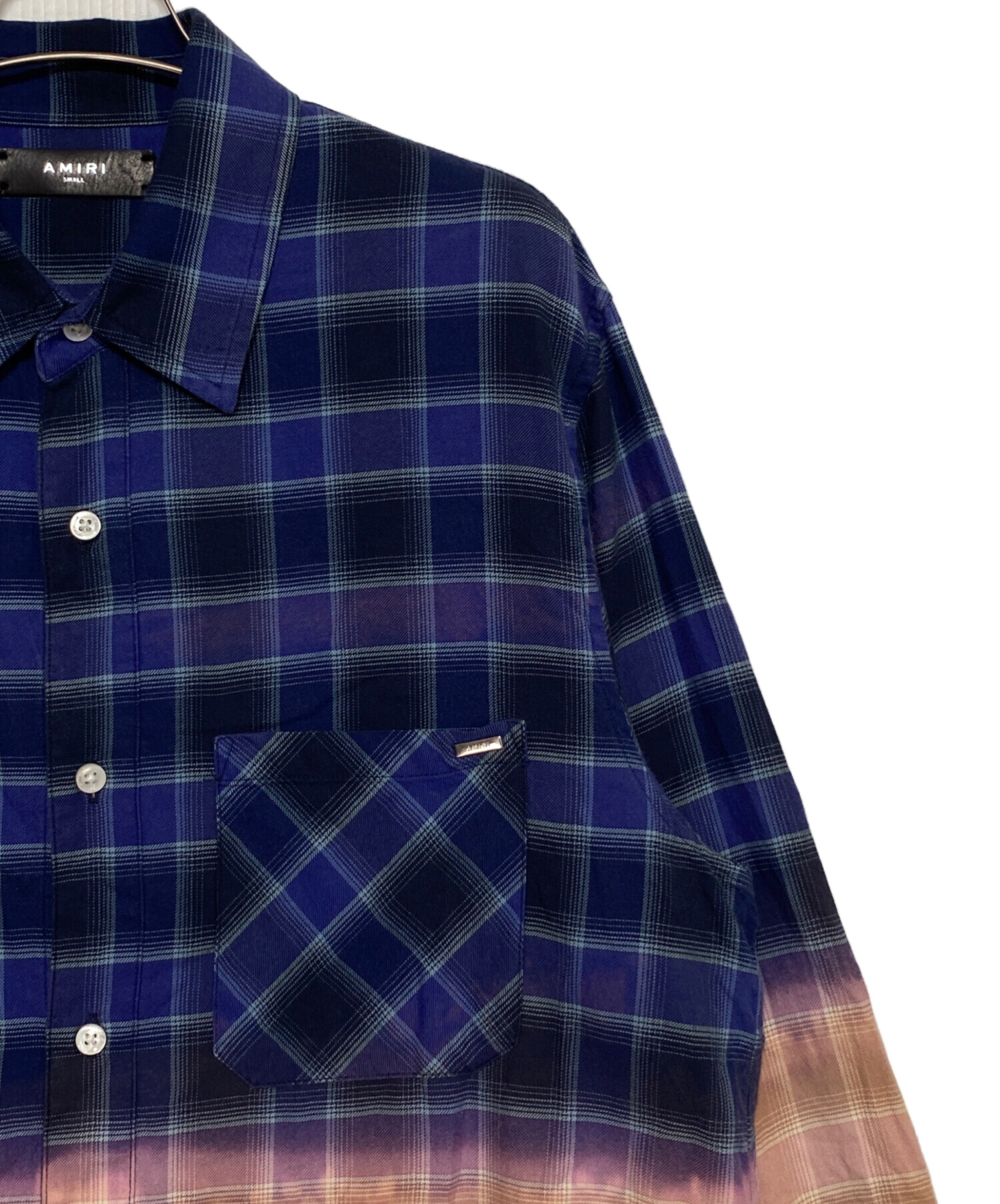 中古・古着通販】AMIRI (アミリ) カットオフチェックシャツ ネイビー