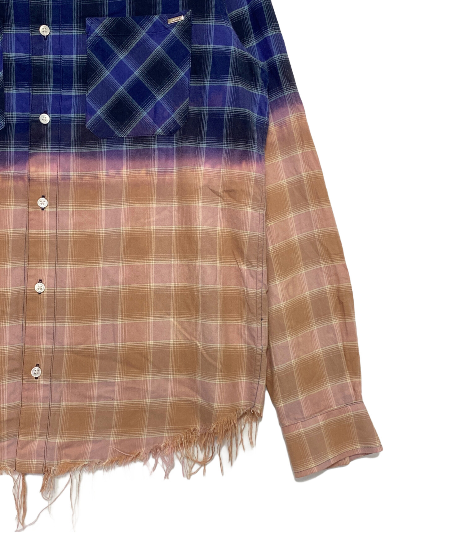 中古・古着通販】AMIRI (アミリ) カットオフチェックシャツ ネイビー 
