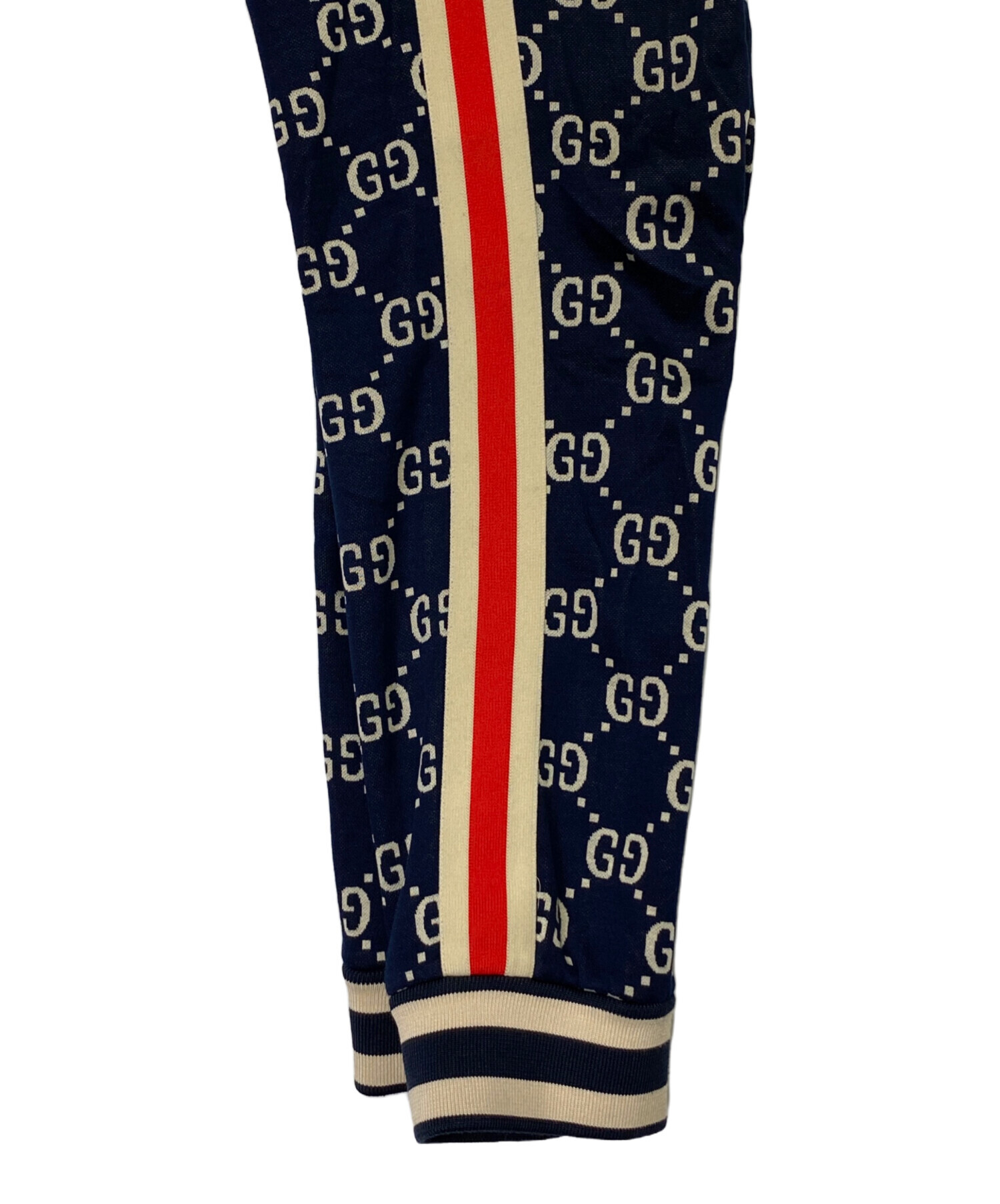中古・古着通販】GUCCI (グッチ) GG柄トラックパンツ ネイビー サイズ