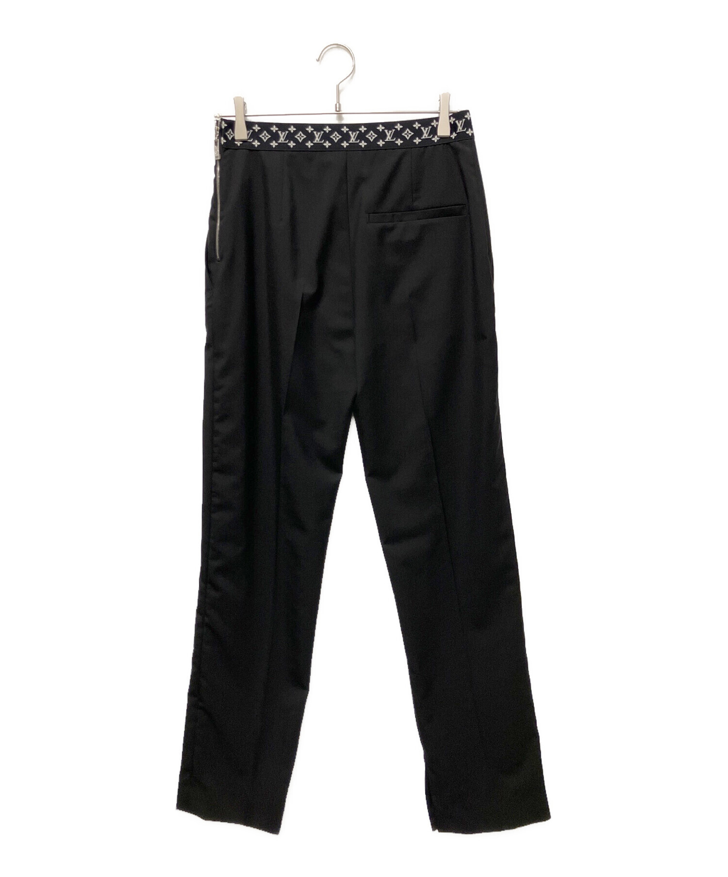 美品 LOUIS VUITTON ワイドパンツ コットン ブラック ルイヴィトン LOUIS VUITTON ルイヴィトン パンツ ブラック モノグラム