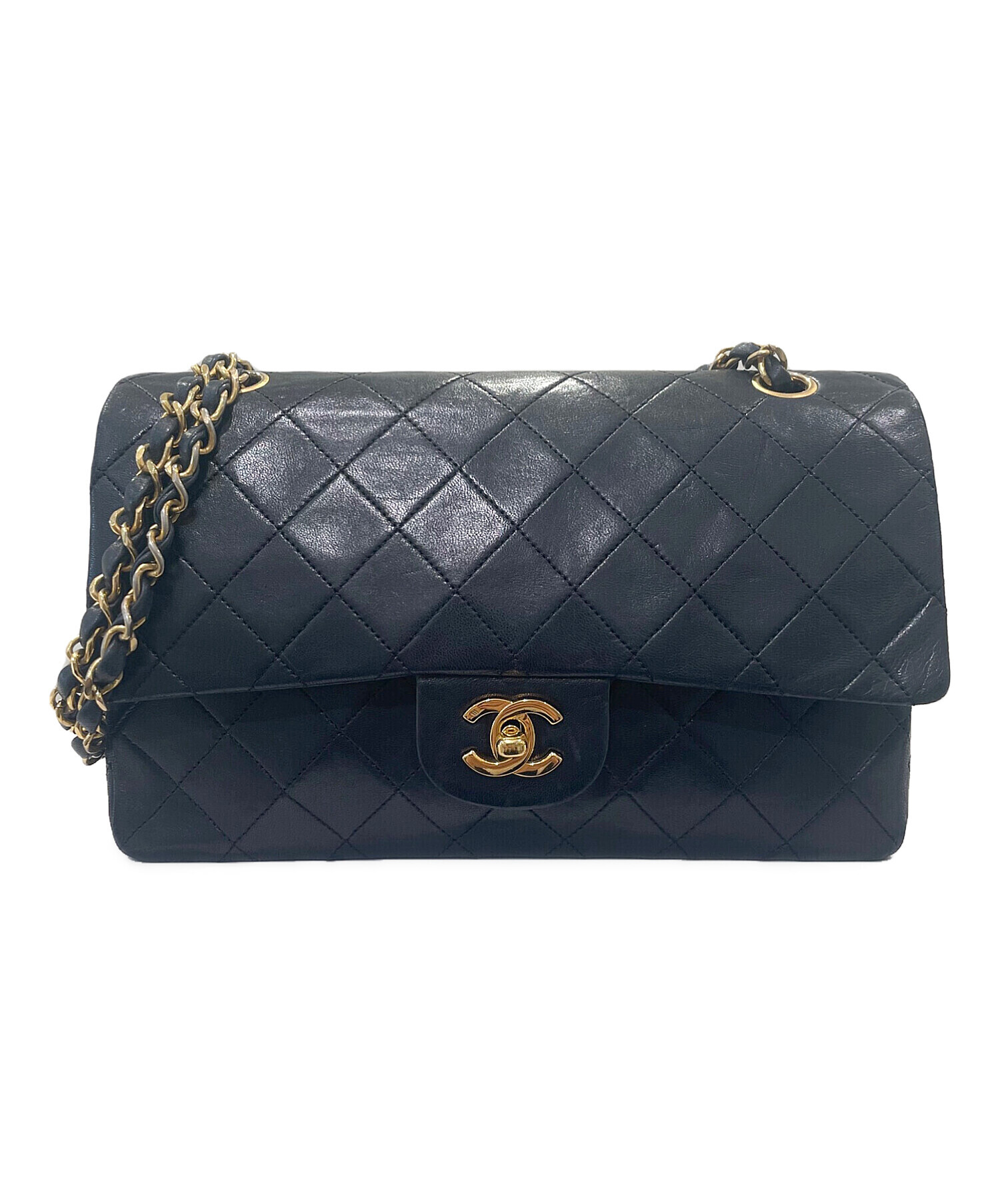 中古・古着通販】CHANEL (シャネル) マトラッセ25 ブラック×ゴールド 