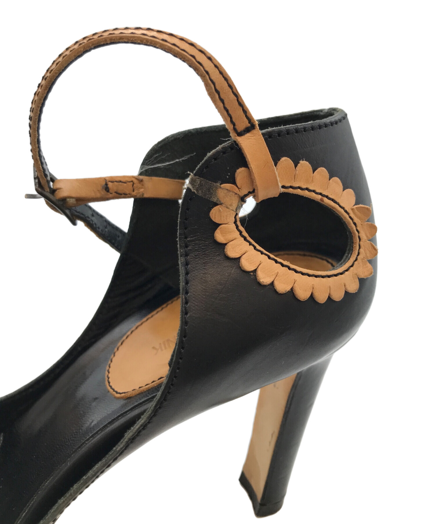 マノロブラニク サンダル 36 1/2 レディース 黒 レザー MANOLO BLAHNIK